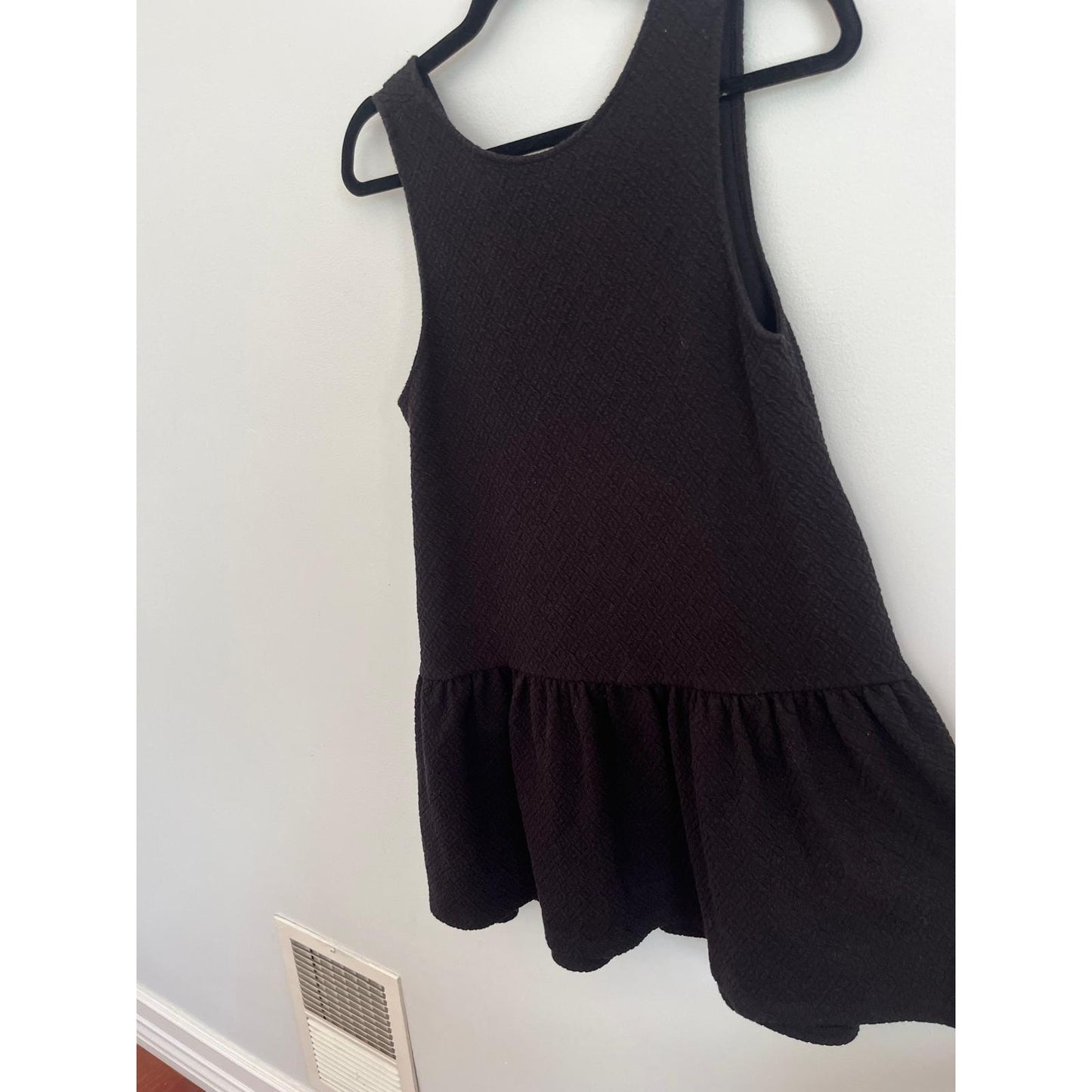 Free People Textured Black Mini Dress Women XS Sleeveless Ruffle Hem Boho
