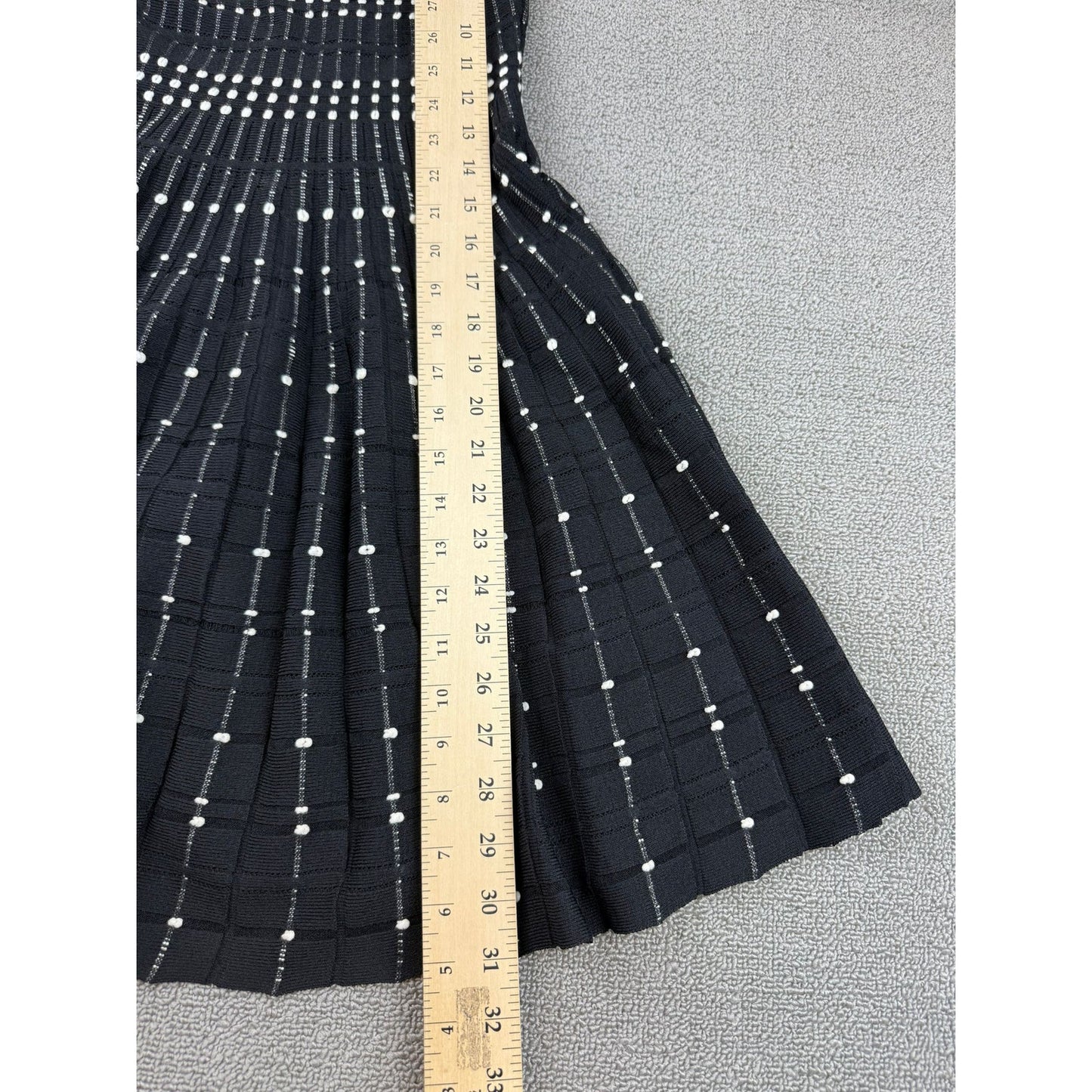 Alexander McQueen Women Black Embroidered Knit Boat Neck Flared Dress Size M