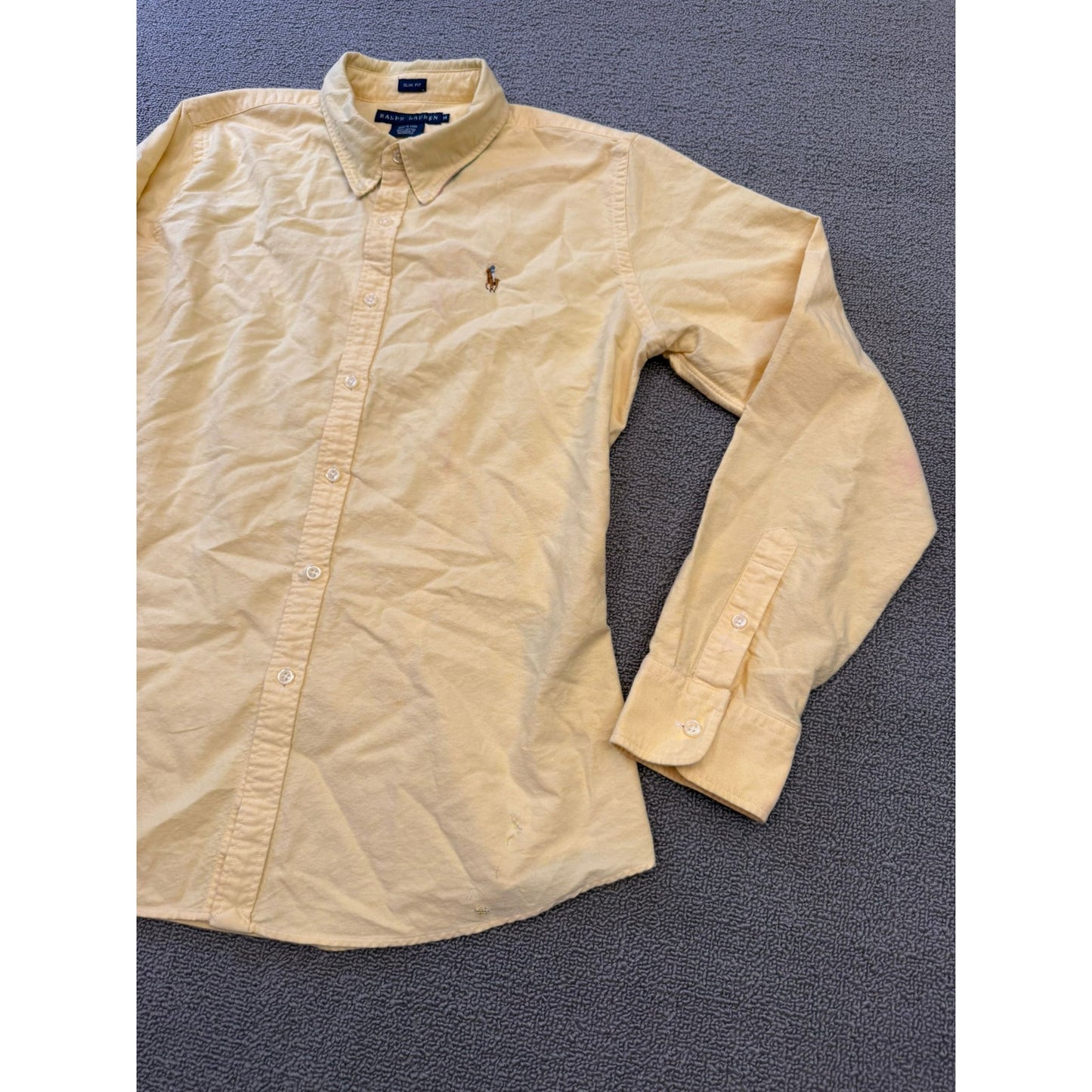 Ralph Lauren Men's 14 Vintage Oxford Yellow Long Sleeve Button Shirt