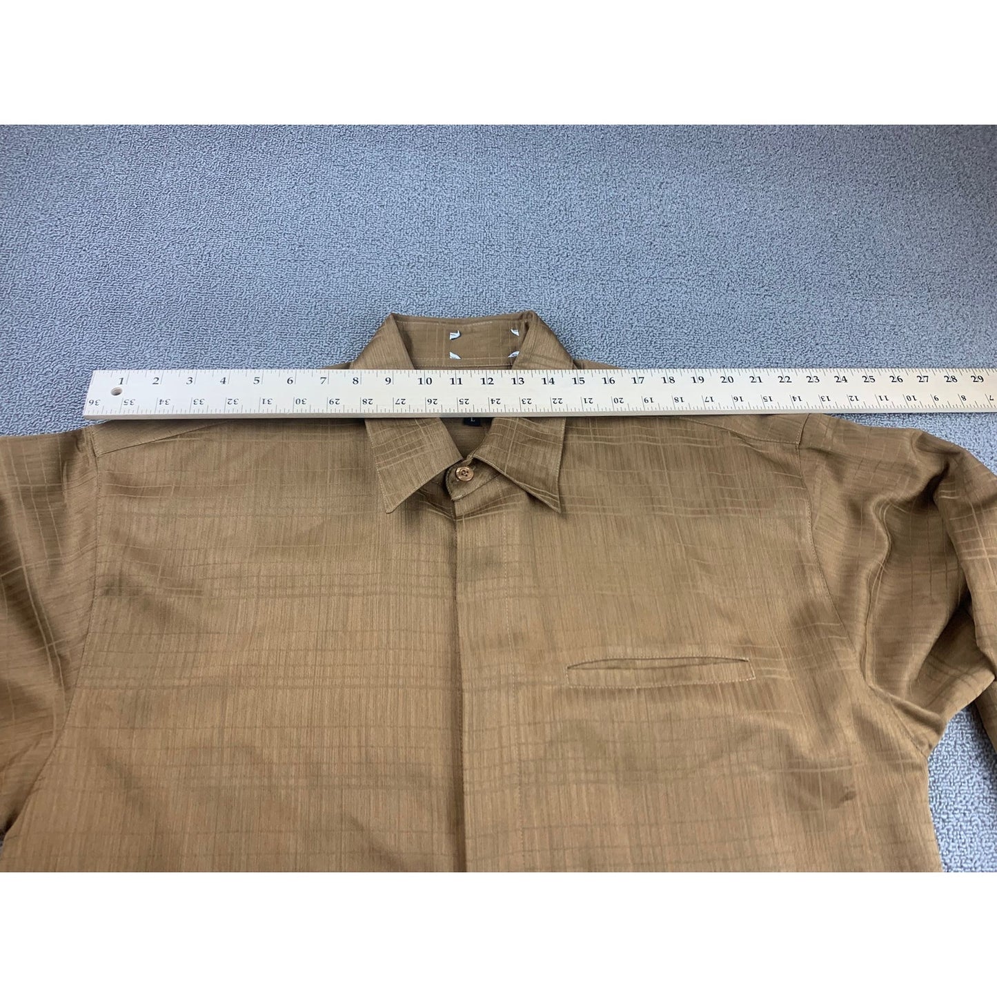 Montique Men Large Brown Long Sleeve Button Down Casual Dress Shirt