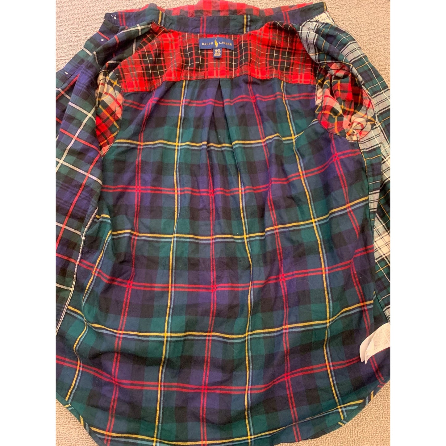 Ralph Lauren Youth XL 18 20 Multi-Color Patchwork Plaid Button Down Shirt