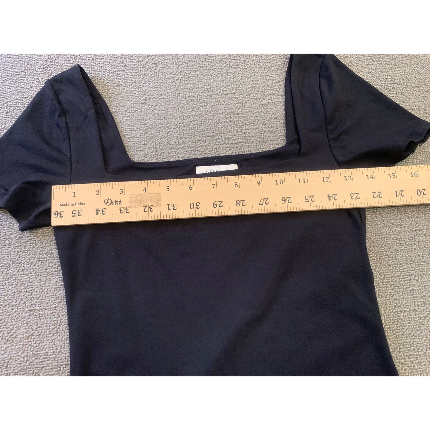BABATON Aritzia Women's M Black Square Neck Short Minimalist Capsule Bodysuit