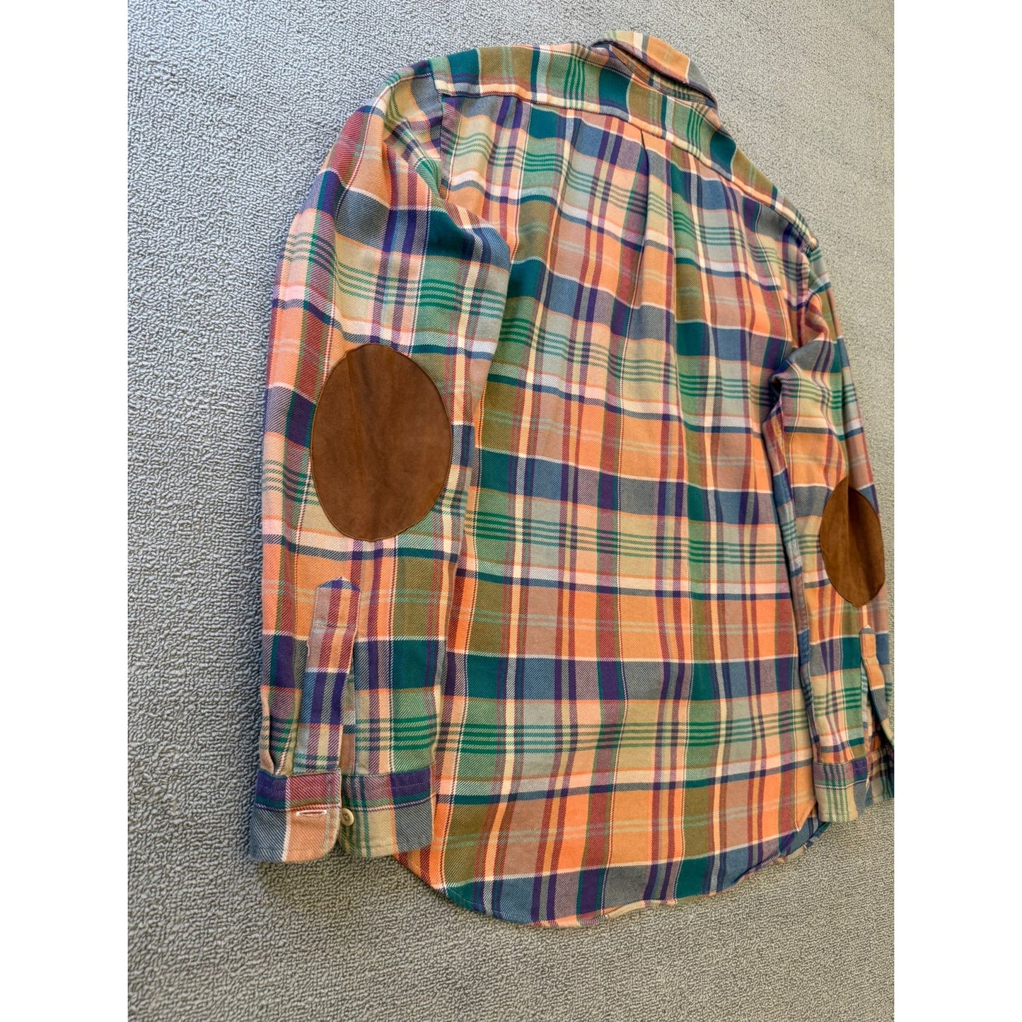Polo by Ralph Lauren Male XL Orange Blue Green Plaid Collared Long Sleeve Shirt