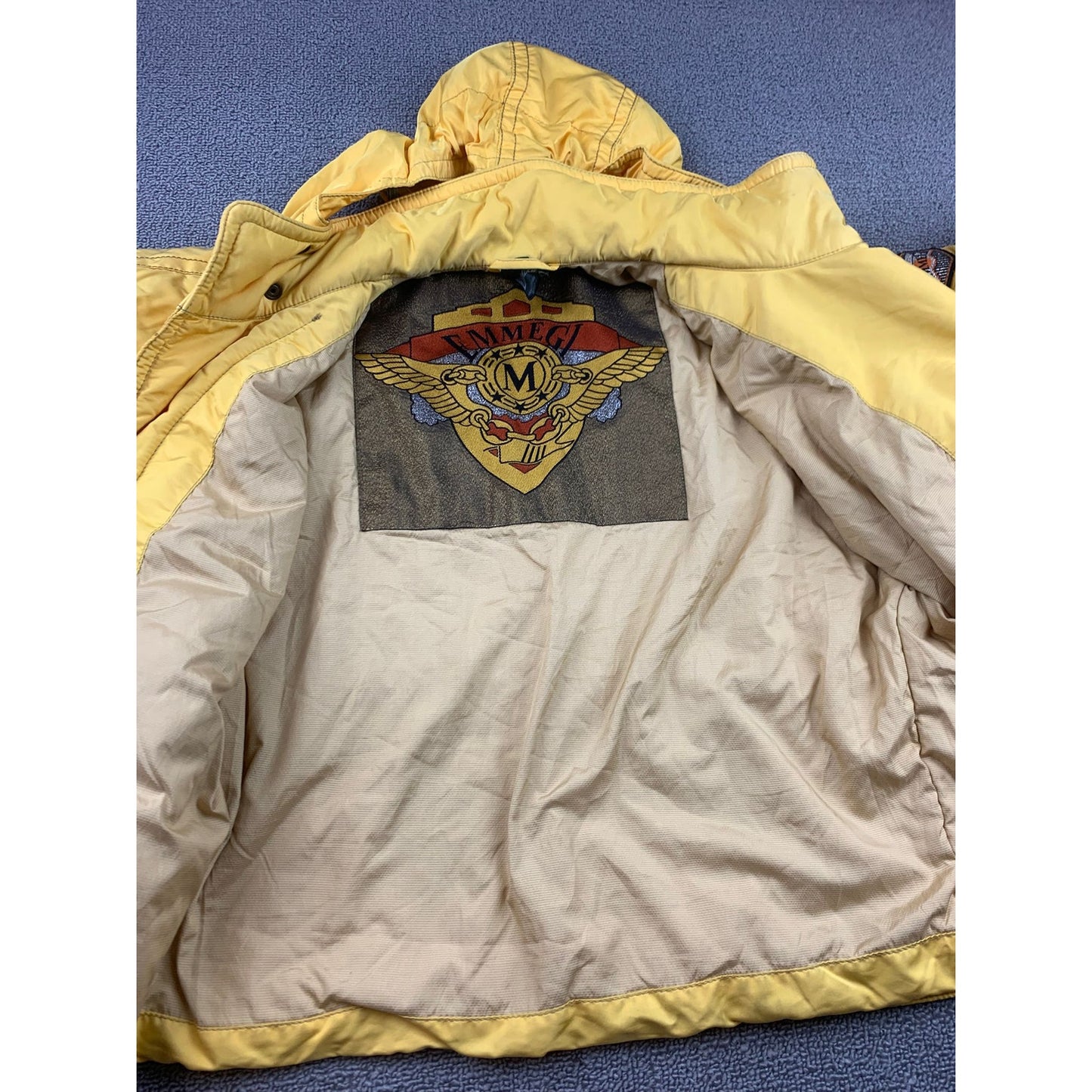 Emmegi Women's S Yellow Vintage Jacket With Hood Emblem And Patch