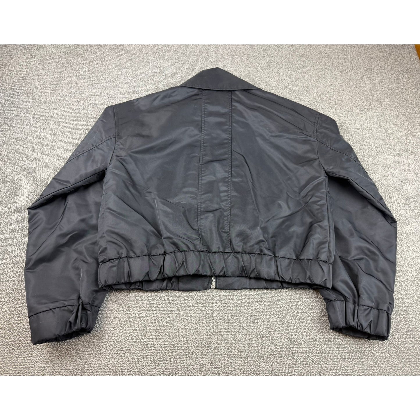 Urban Outfitters Women's Small Kyle Black Cropped Bomber Jacket Full Zip