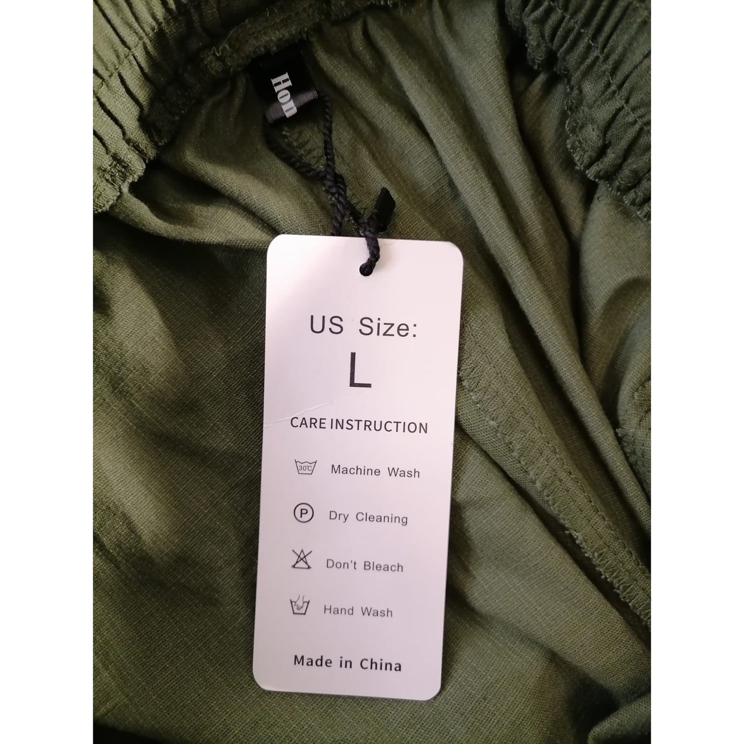 HongSui Large Female Olive Green Wide Leg Linen Blend Drawstring Palazzo Pants