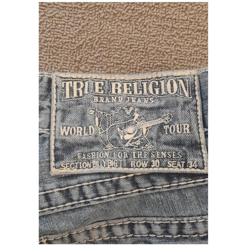 True Religion Womens 32 Light Wash Blue Bootcut Distressed Ripped Jeans