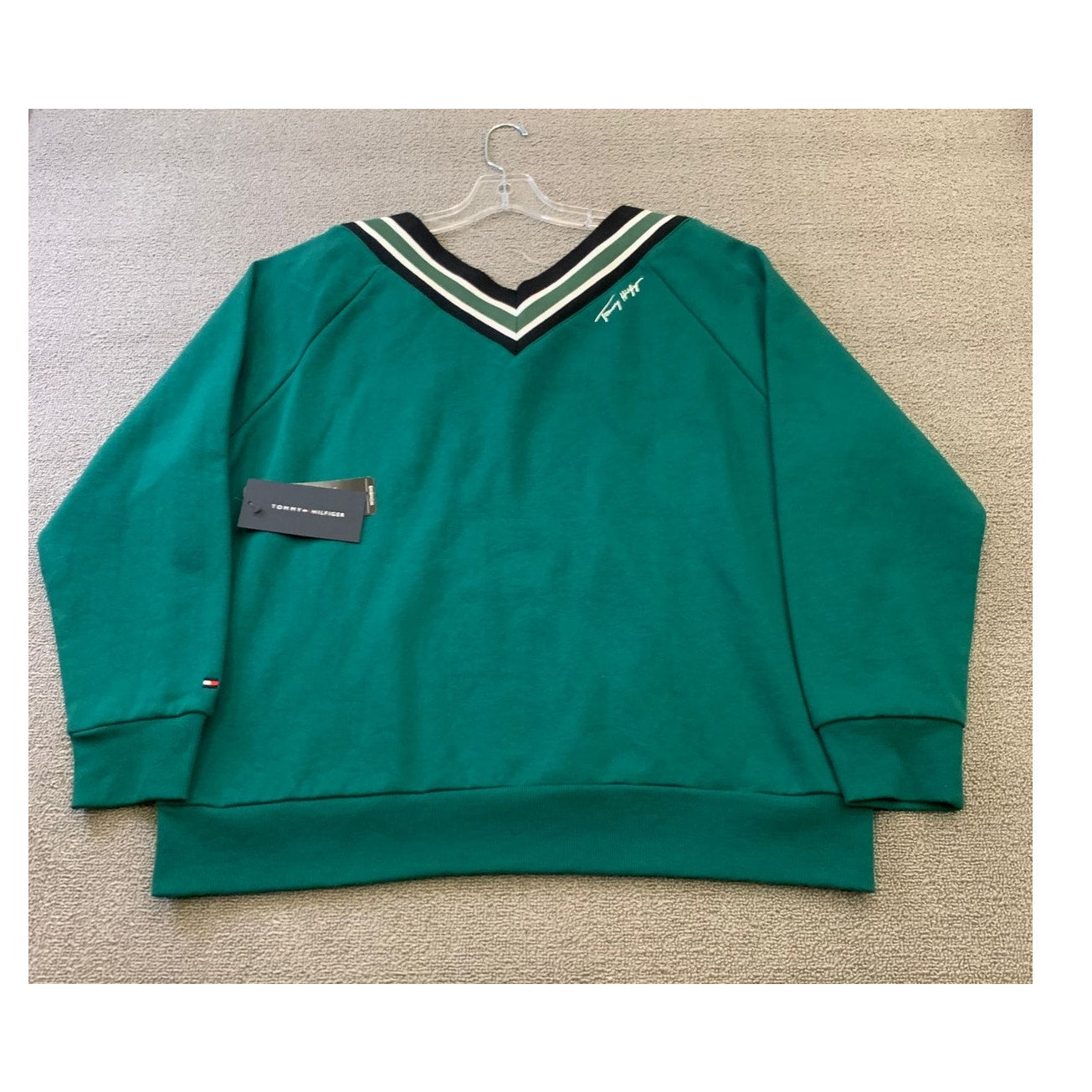 Tommy Hilfiger Women's XL Green Jets NFL Sweatshirt Pullover New With Tags