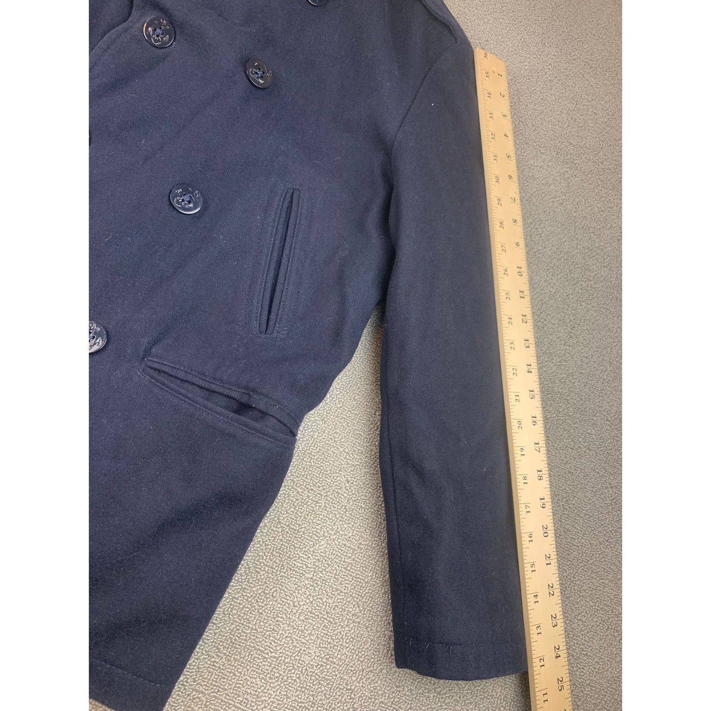 Nautica Black Wool Blend Peacoat Coat Jacket Mens Size Medium Quilted Lining