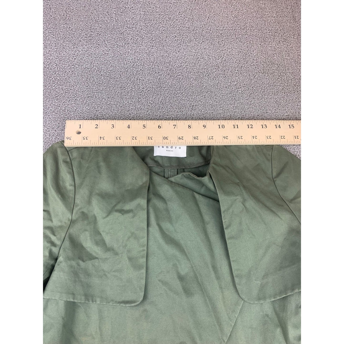 Sandro Paris Women's 36 Belted Green Trench Coat 100% Cotton