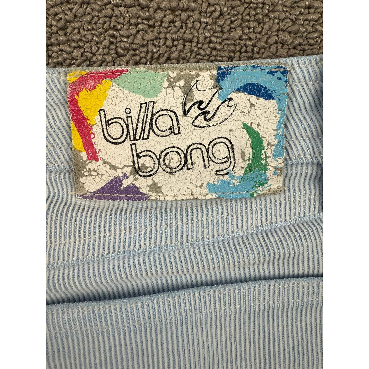 Billabong Women’s Shorts Size Size 9 Light Blue Pinstripe Y2K Surf Skate Frayed