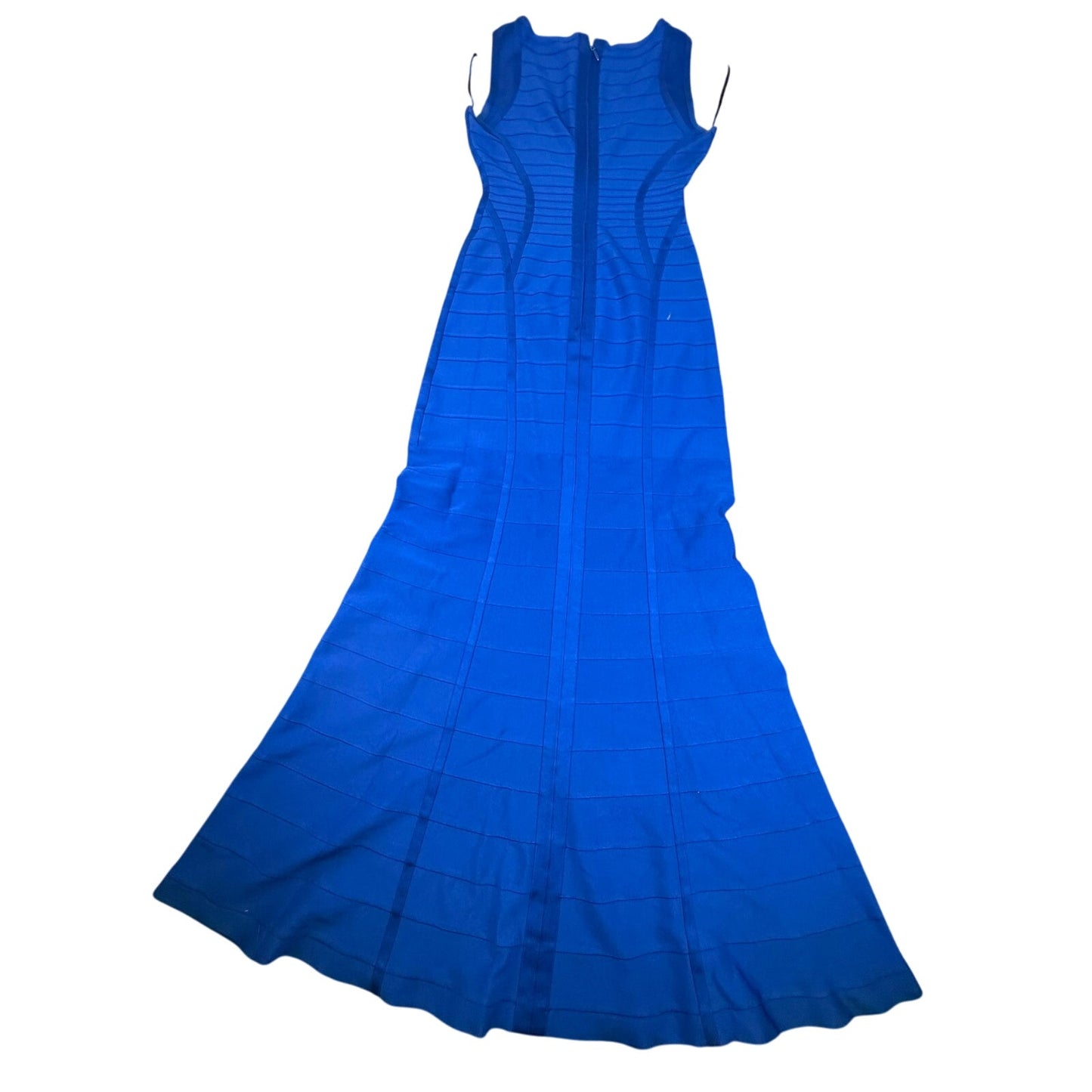 Hervé Léger Women's Medium Blue V Neck Dress Gown