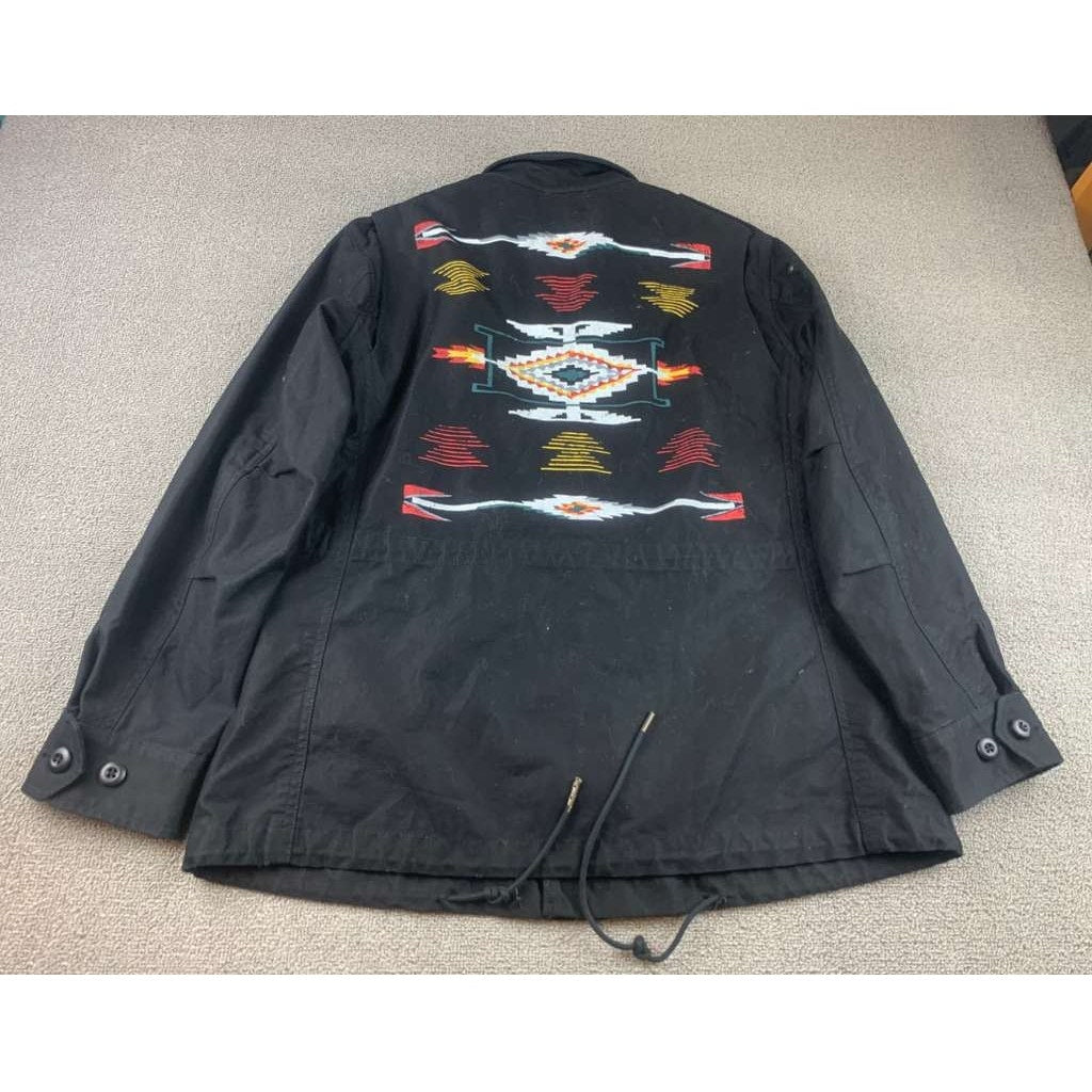 Polo Ralph Lauren Women Large Black Southwestern Aztec Military Field Jacket