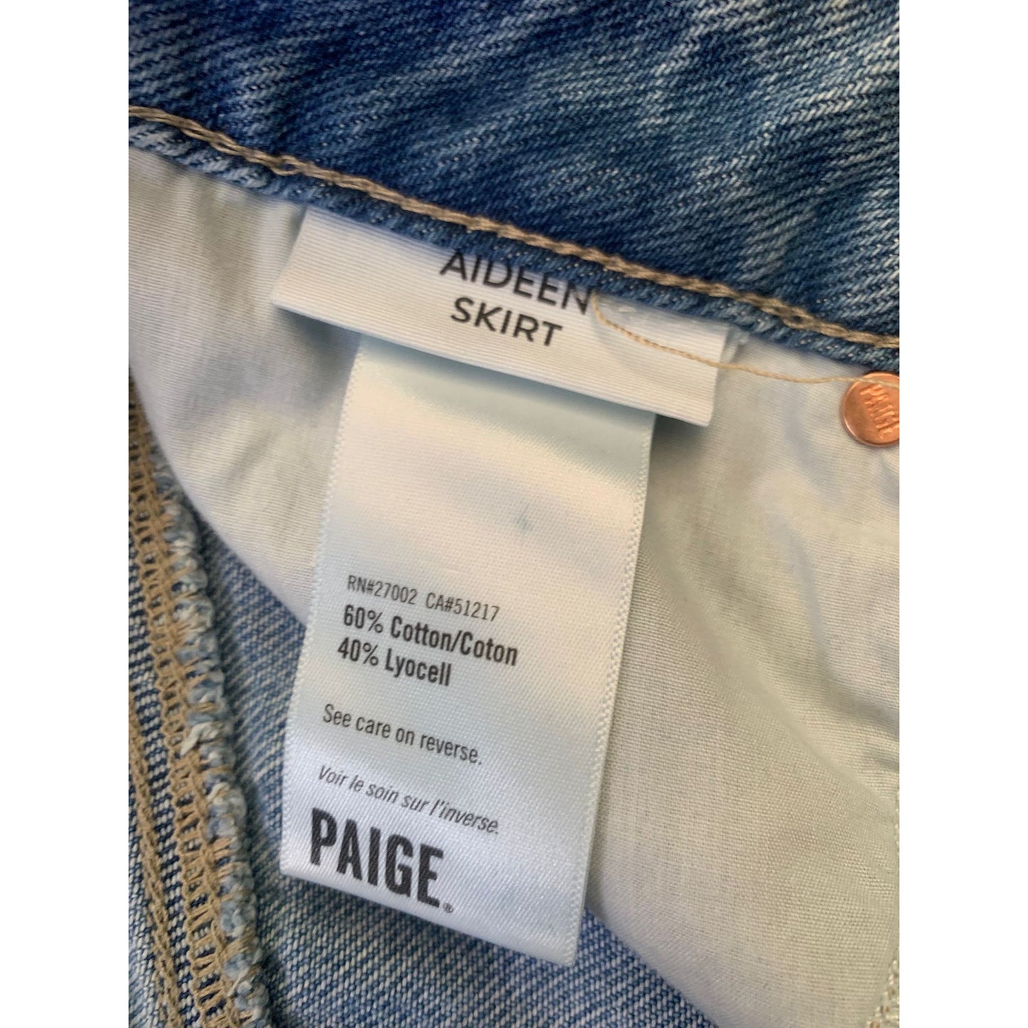 Paige Women 25 Blue Distressed Raw Hem Denim Mini Skirt