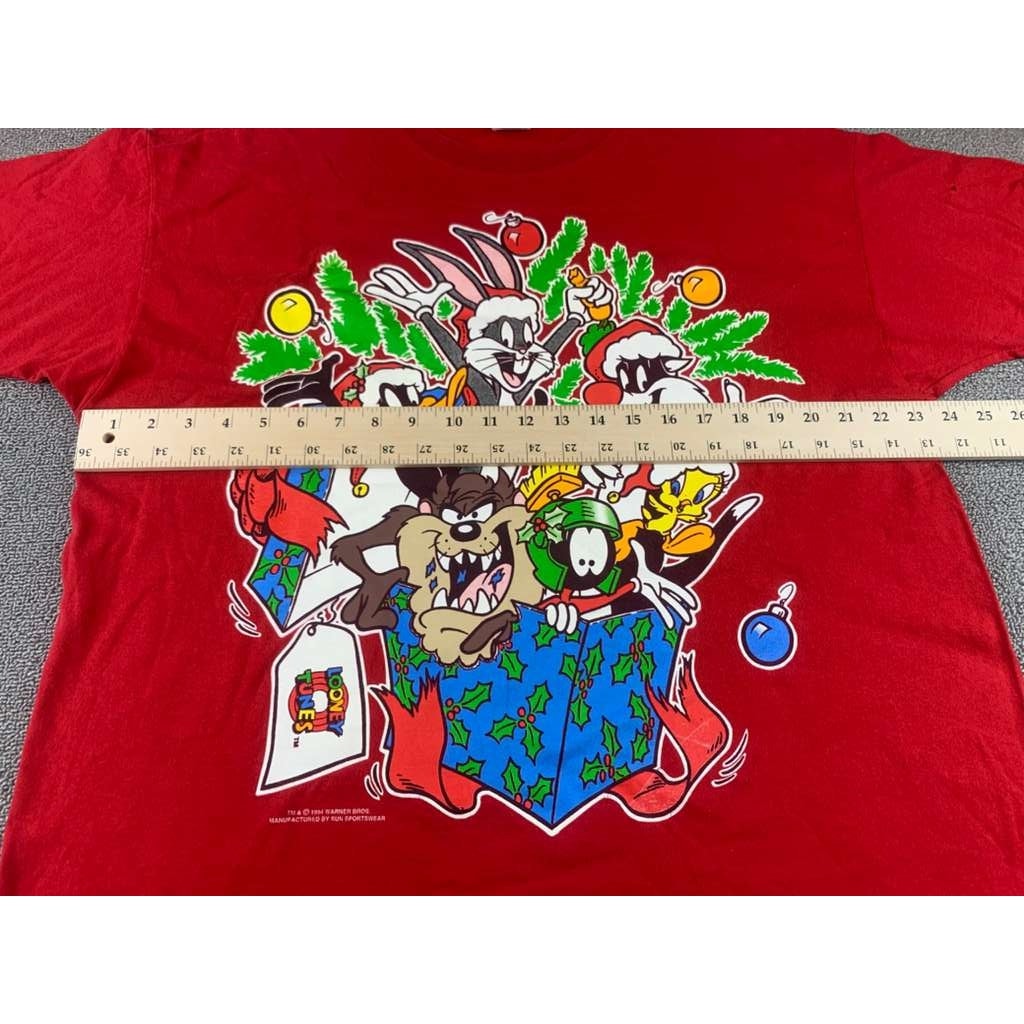 VINTAGE 1994 Looney Tunes XL Christmas Single Stitch Graphic Rap T Shirt