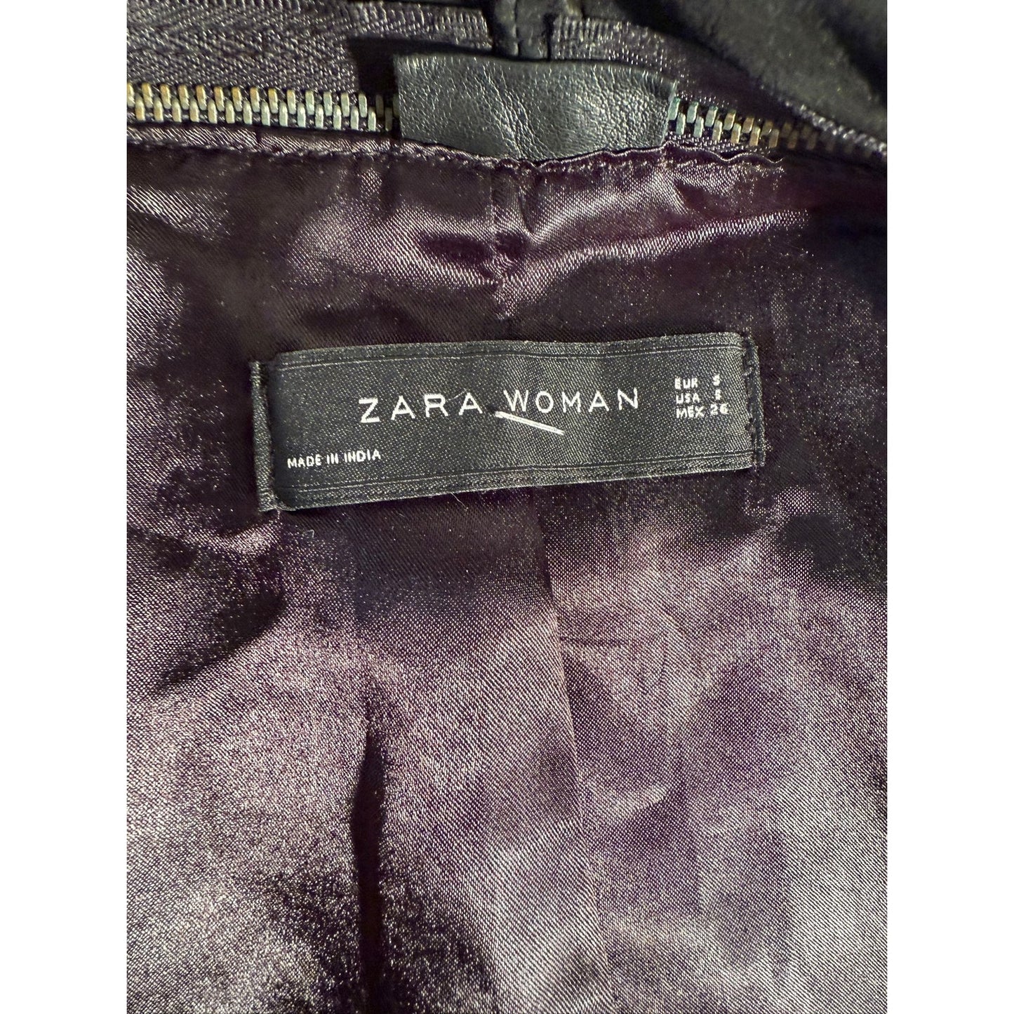 Zara Woman Black Waterfall Draped Leather Jacket S Fall Goth