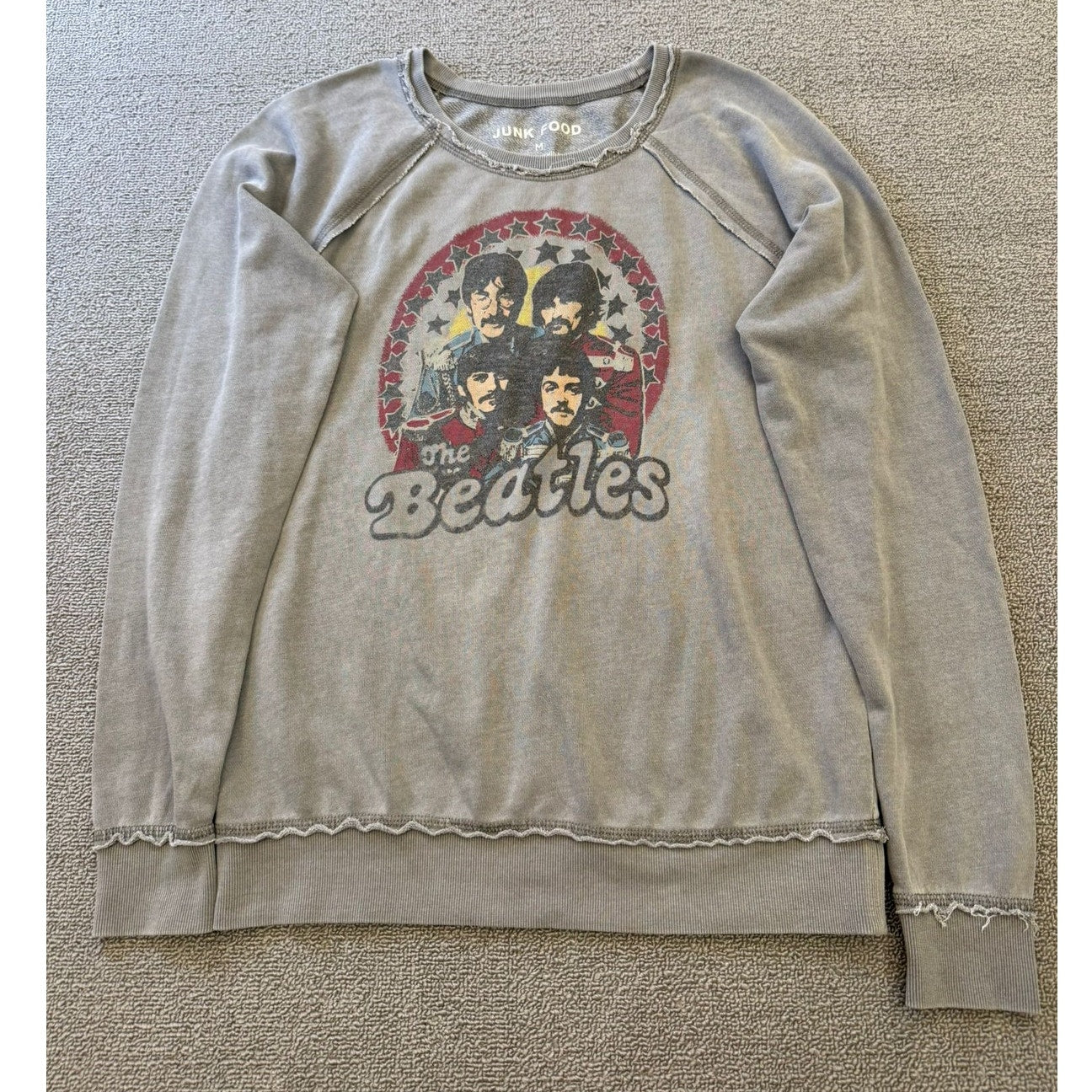 Junk Food Medium Women's The Beatles Distressed Crewneck Sweatshirt