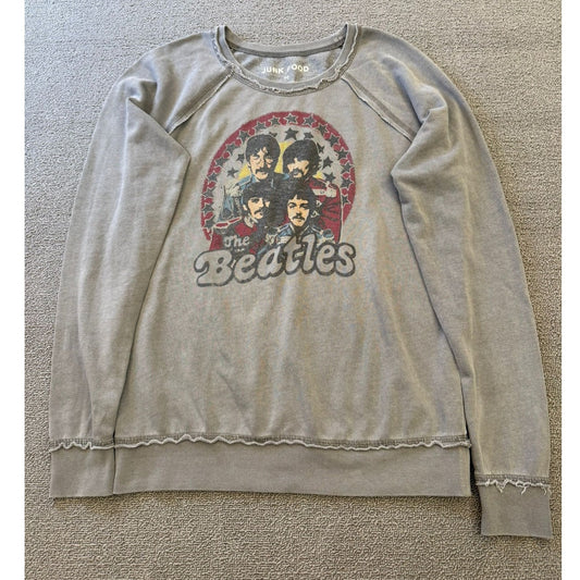 Junk Food Medium Women's The Beatles Distressed Crewneck Sweatshirt