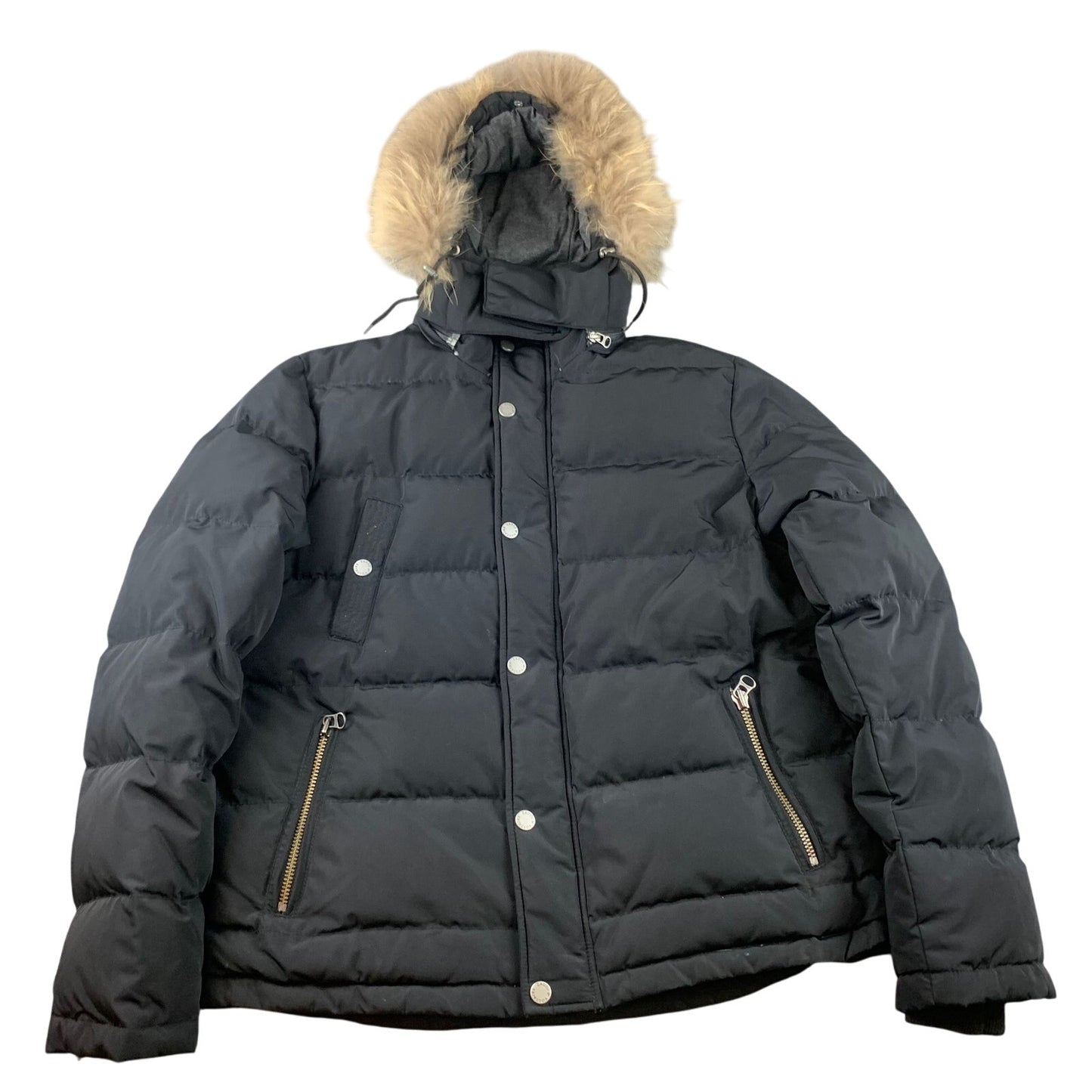 Zadig & Voltaire Katy Down Parka Women L Black Raccoon Fur Hood 80/20 Duck Down