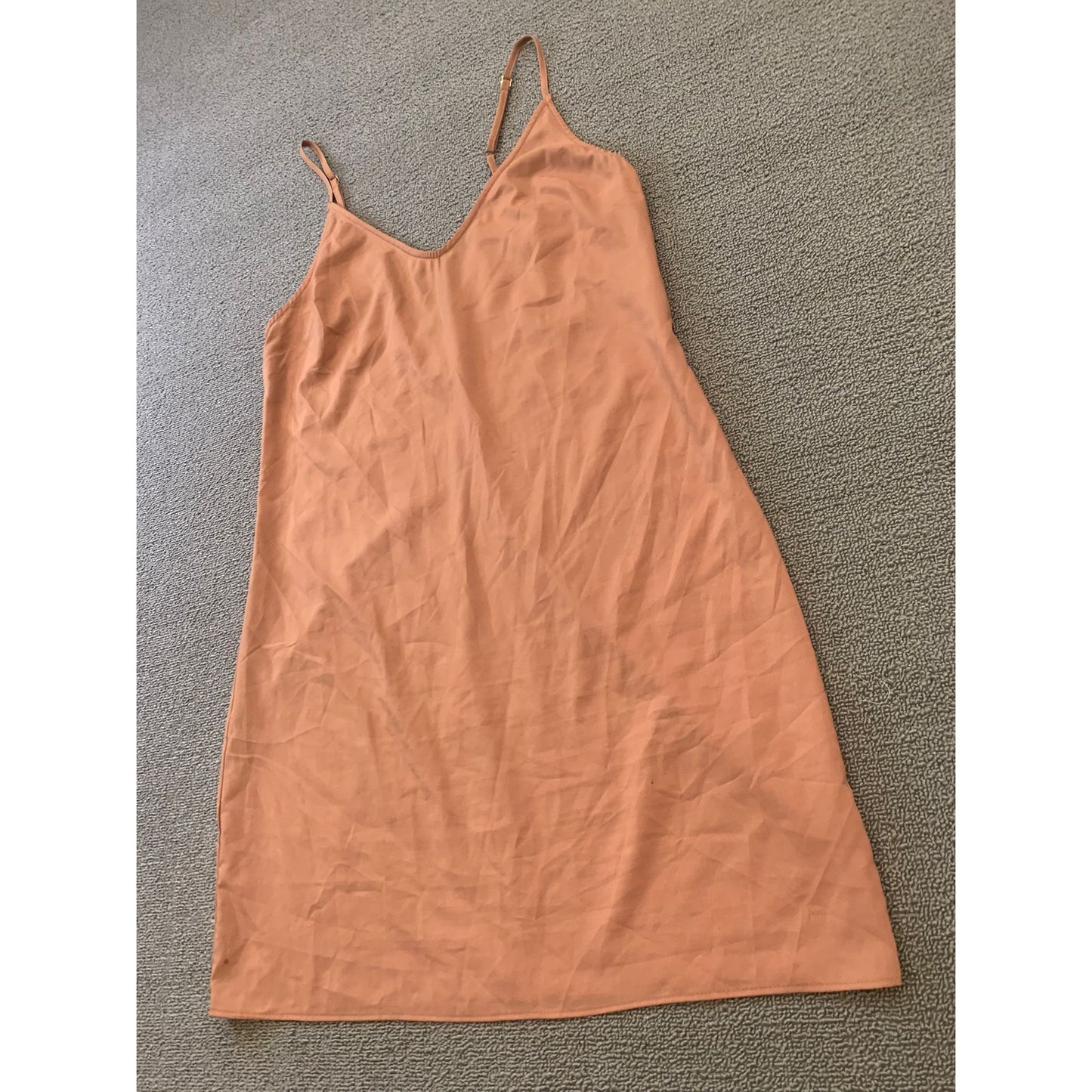 Staud Women's L Peach Orange V-Neck Slip Dress Adjustable Straps