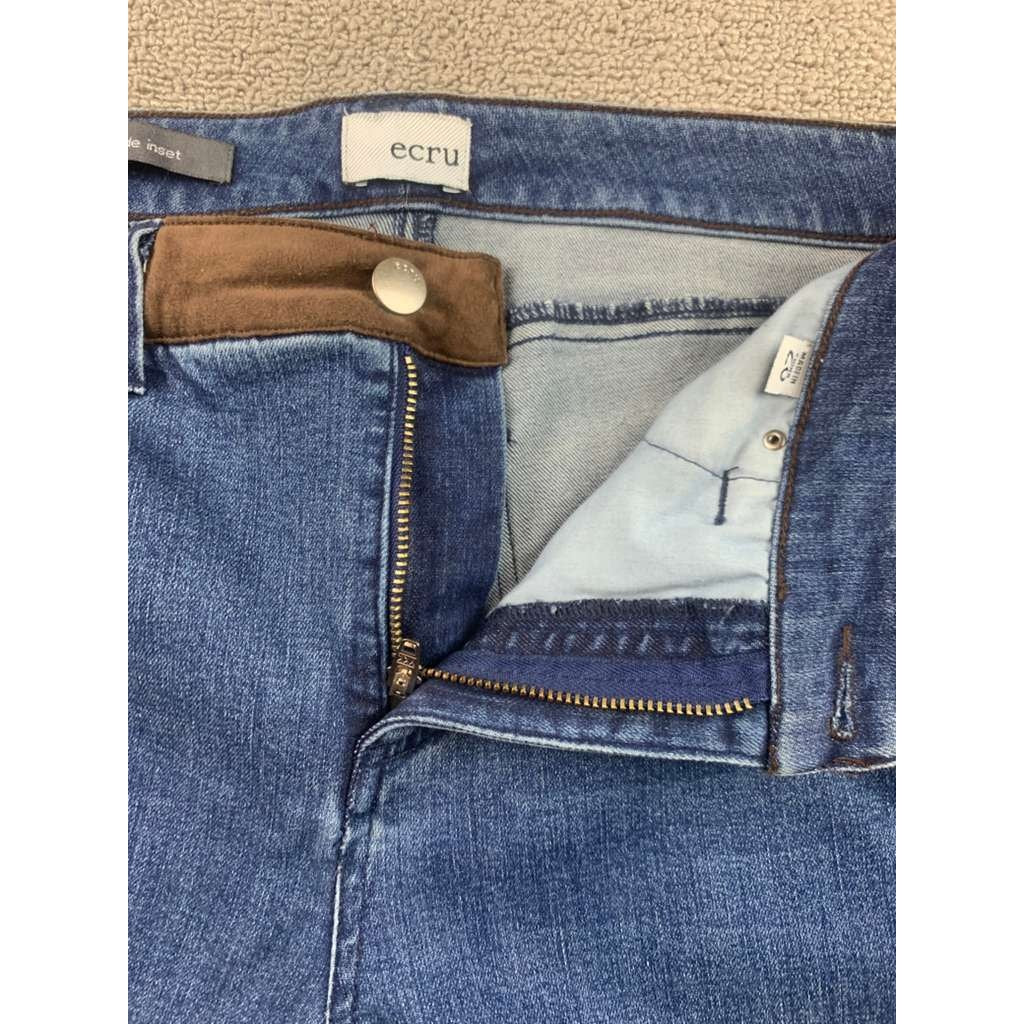 Ecru Los Feliz Women 28 Blue Jeans Brown Soft Velvet Inset