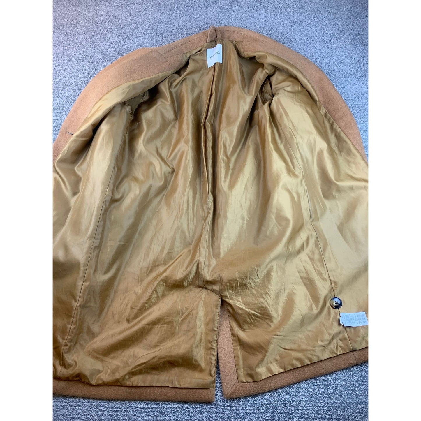 Madewell Women's Medium Brown Wool Duster Camel With Notch Lapels Coat