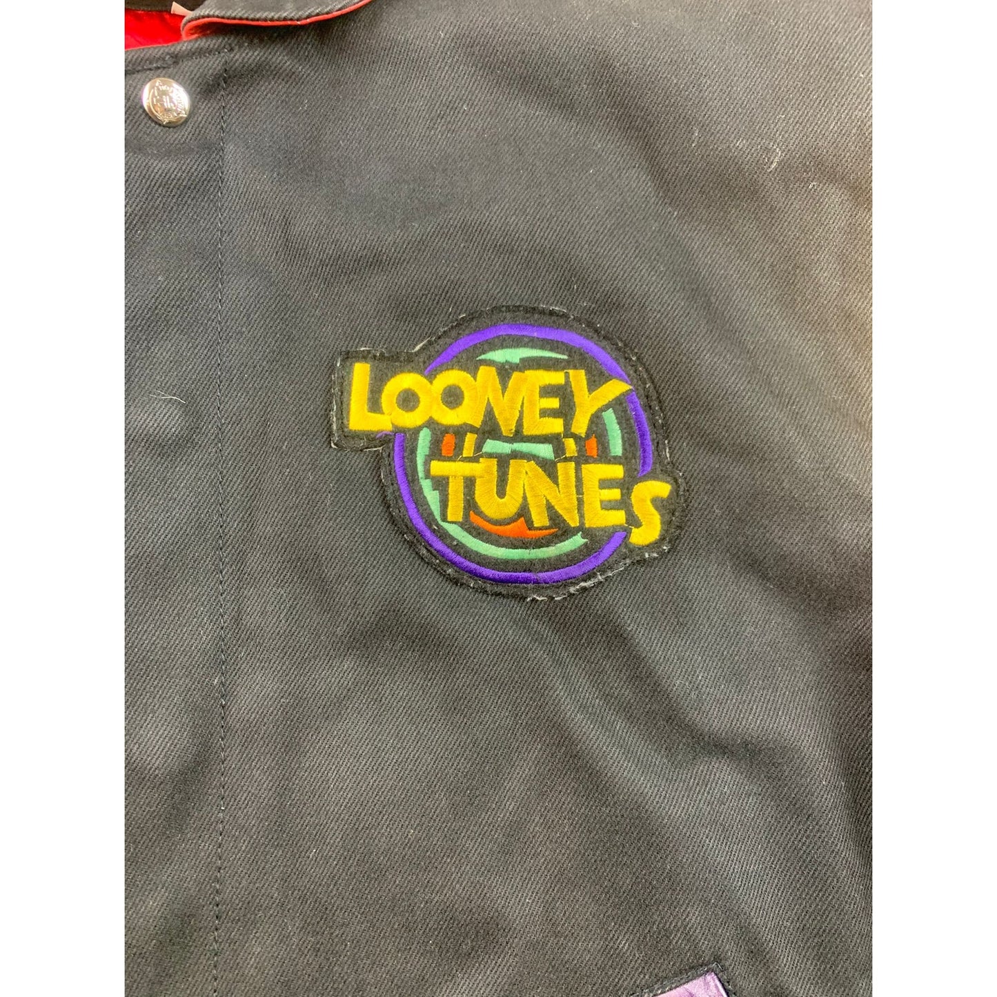 Vintage Men Jeff Hamilton Looney Tunes Leather Jacket Large 90s Cartoon Art