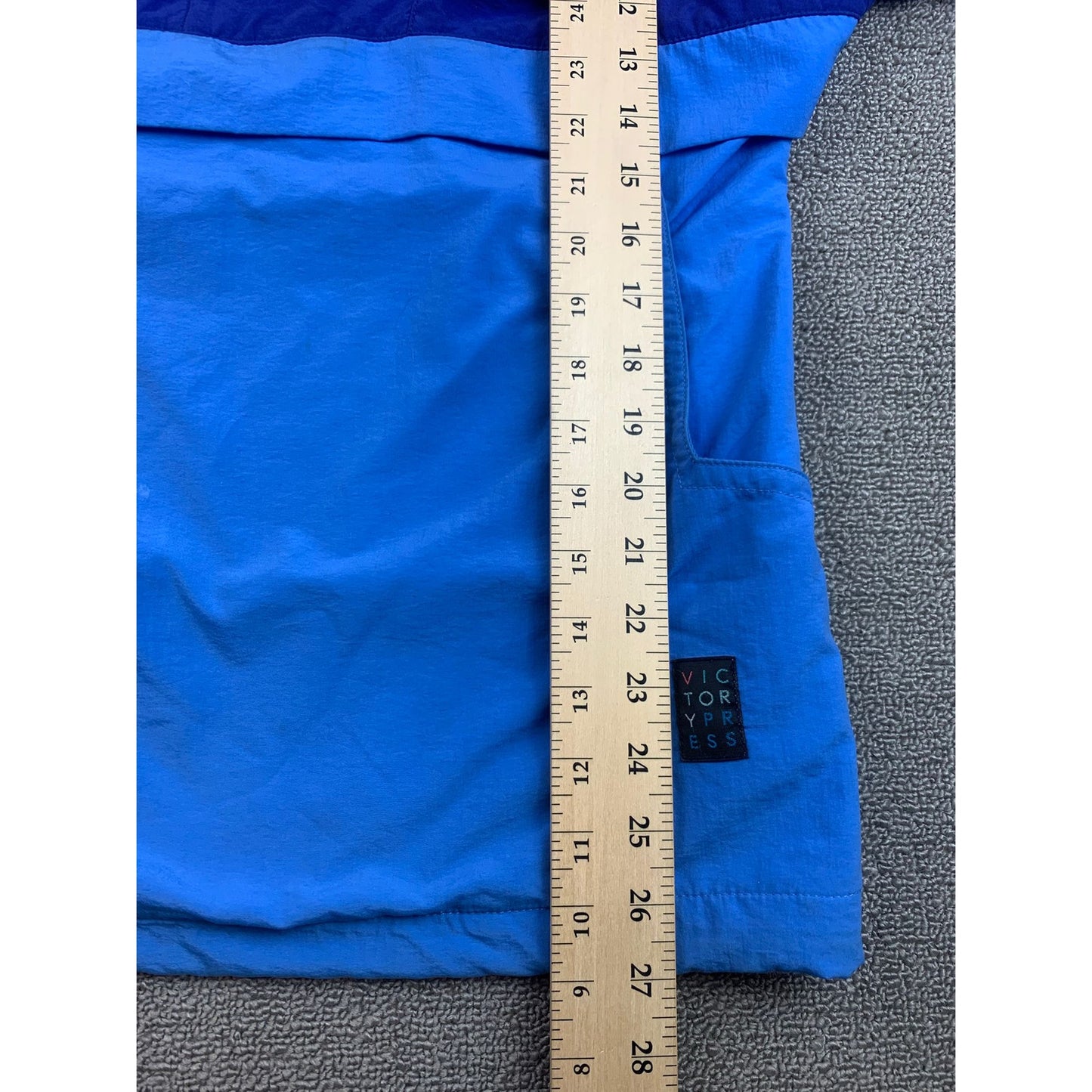 Press Victory Men's Medium Blue Pullover Anorak Hooded Windbreaker Made in USA