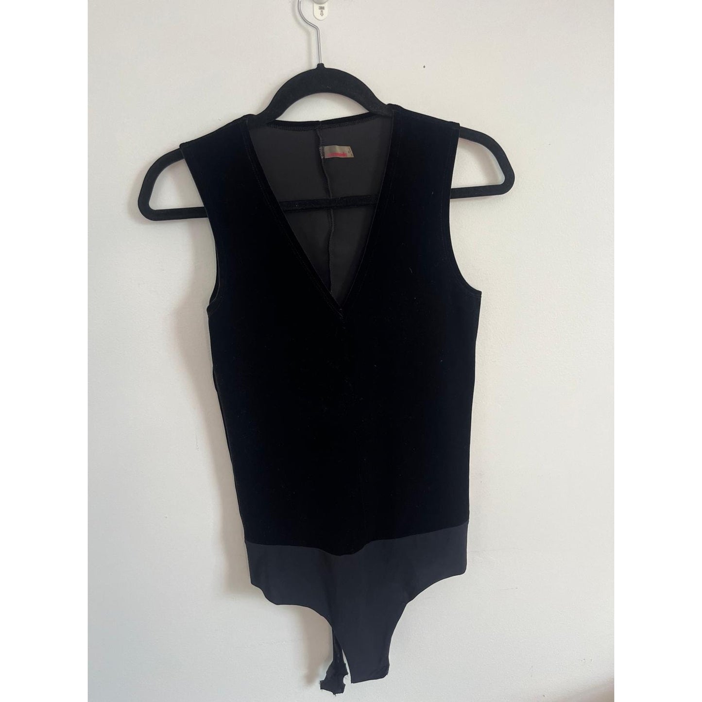 Commando Bodysuit Women M Black Velvet Sleeveless Vneck Minimalist