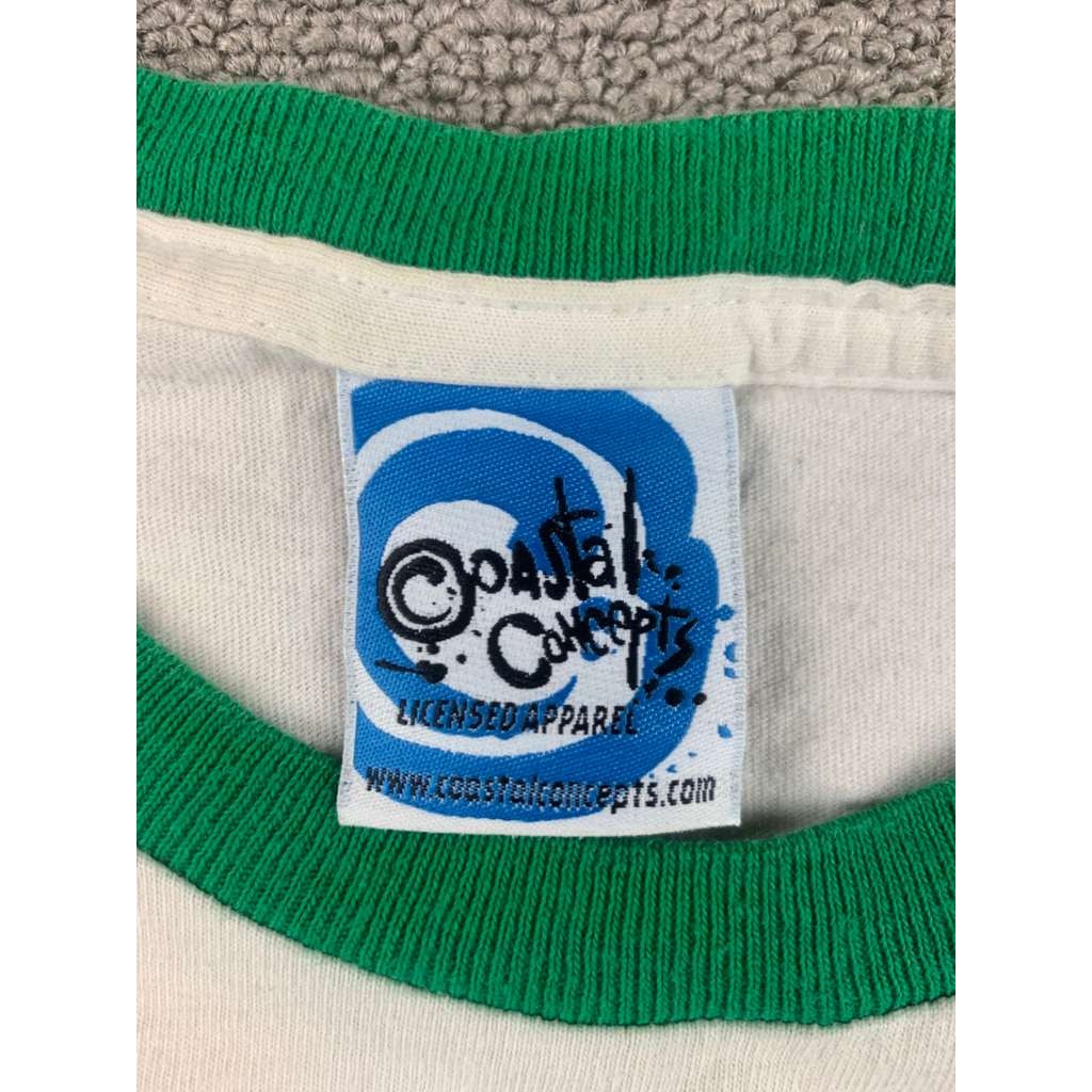 VTG Sesame Street Medium White Green Ringer Graphic T Shirt USA Made
