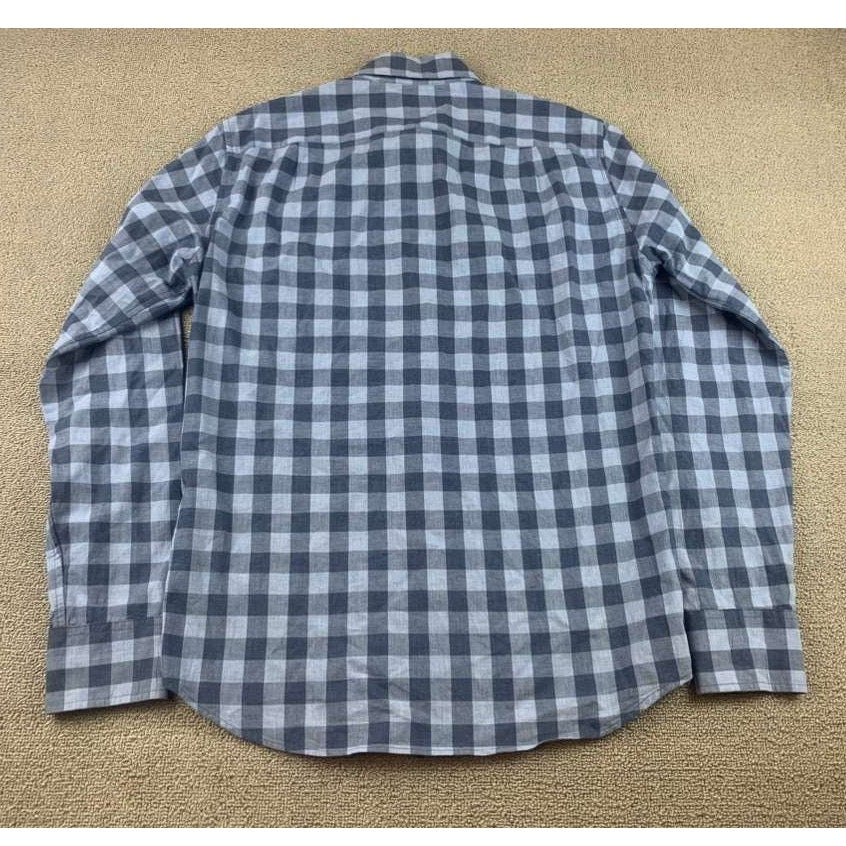 J. Crew Button Down Shirt Checkered Blue 100% Cotton Mauritius Made Size Small