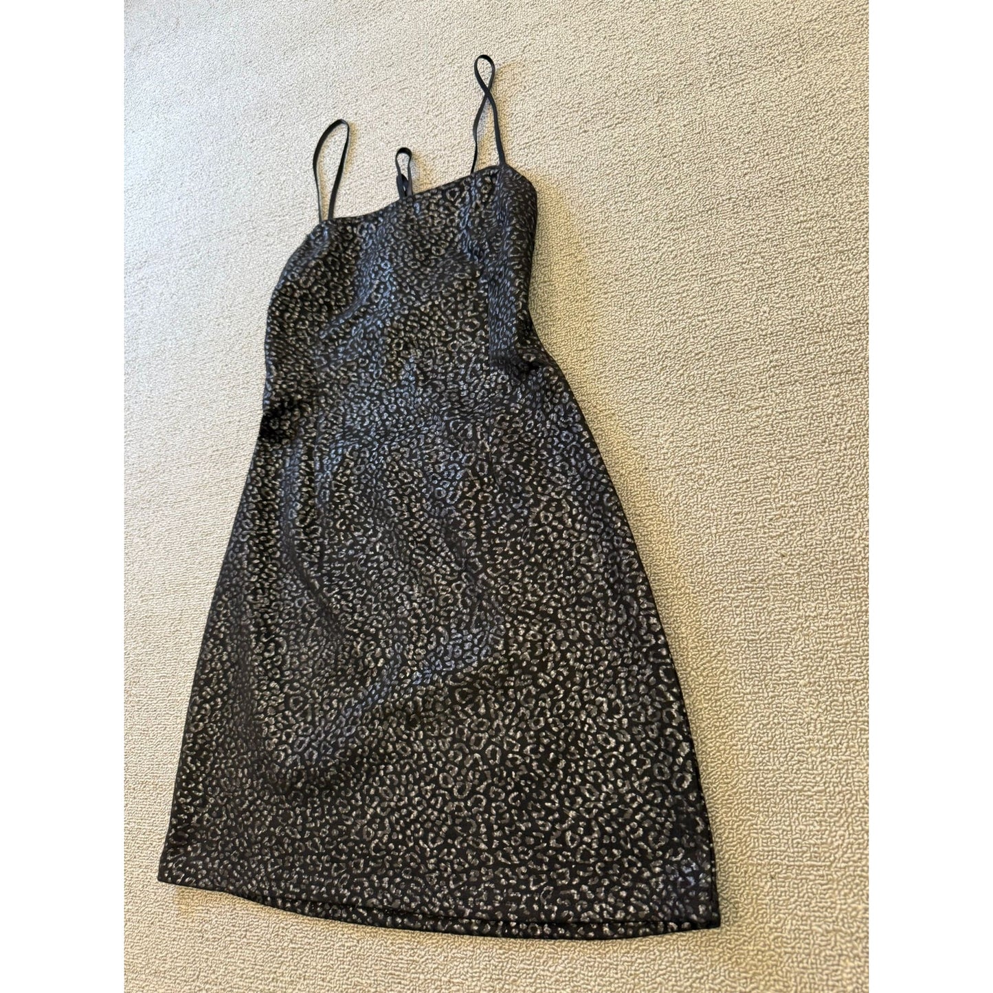 Urban Outfitters Female S P Black Metallic Animal Print Spaghetti Strap Dress