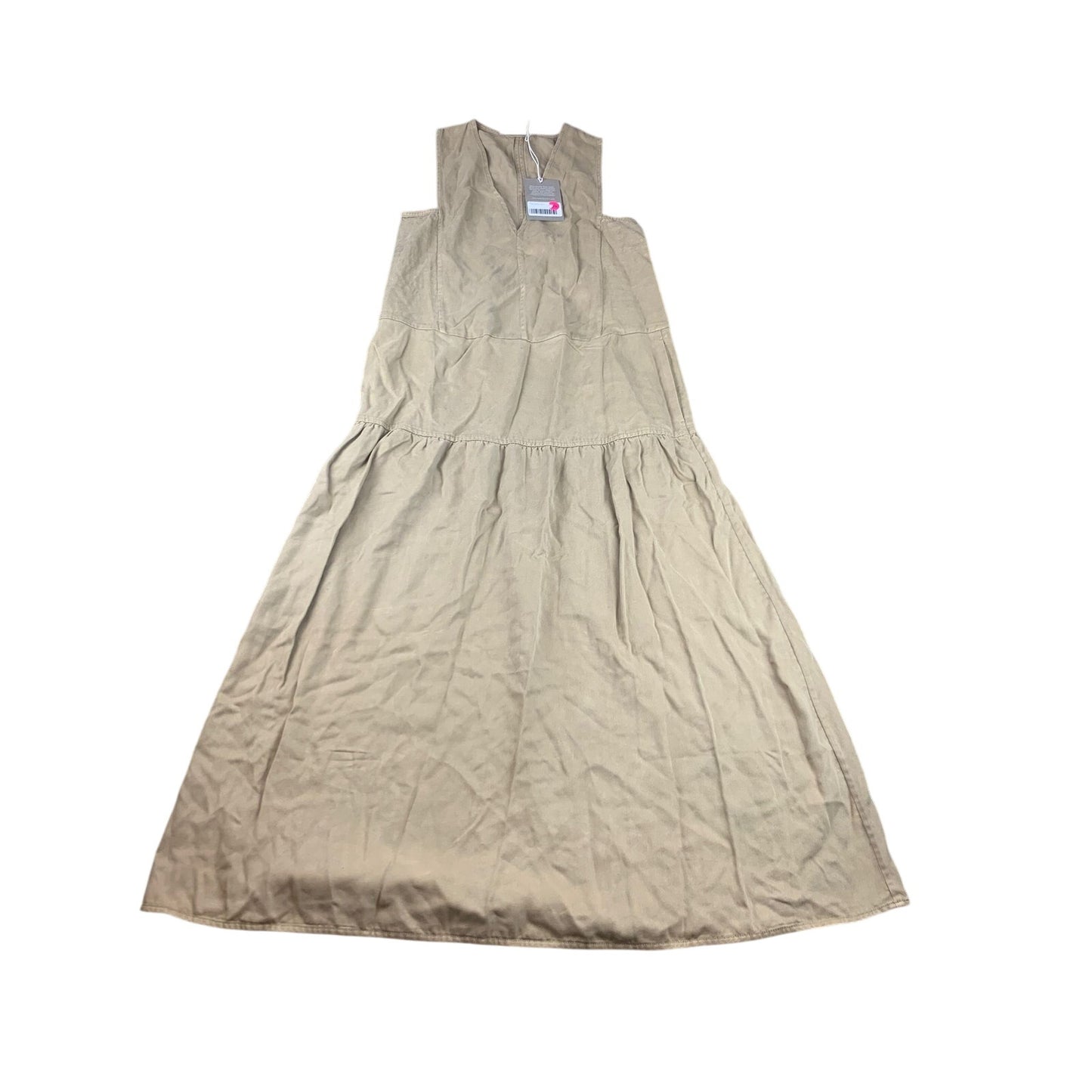 Everlane Tencel Women's Small Beige Cotton Midi V-Neck Tiered Dress