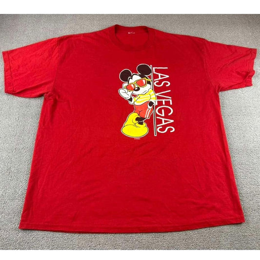 Vintage Disney Men's Size XXL Red Mickey Mouse Las Vegas T Shirt Graphic