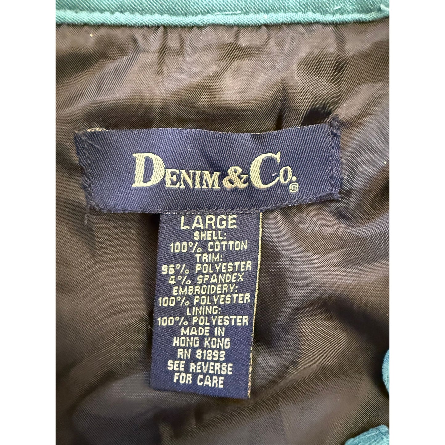 DENIM&CO Women's Large Charcoal Embroidered Denim Jacket