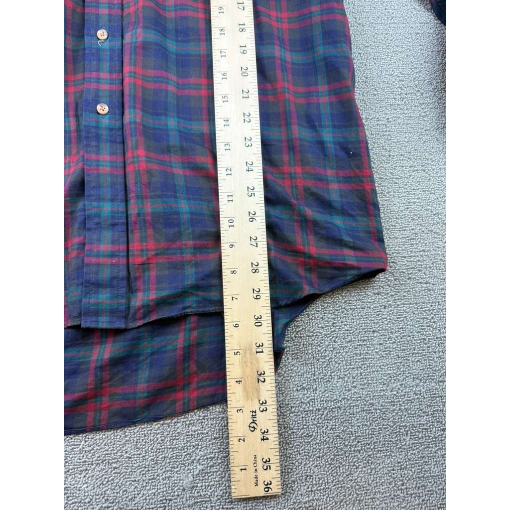 Brooks Brothers Button Down Shirt Mens XL Plaid Cotton Vintage Hong Kong
