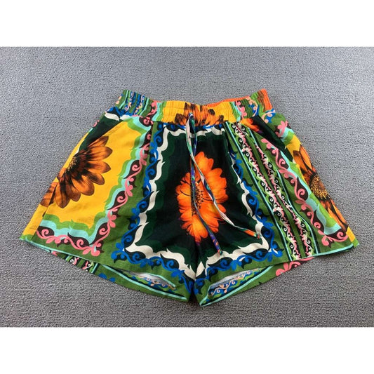Jeff Gallano Paris Womens 2 Shorts Floral Print Elastic Waist Drawstring Hippie