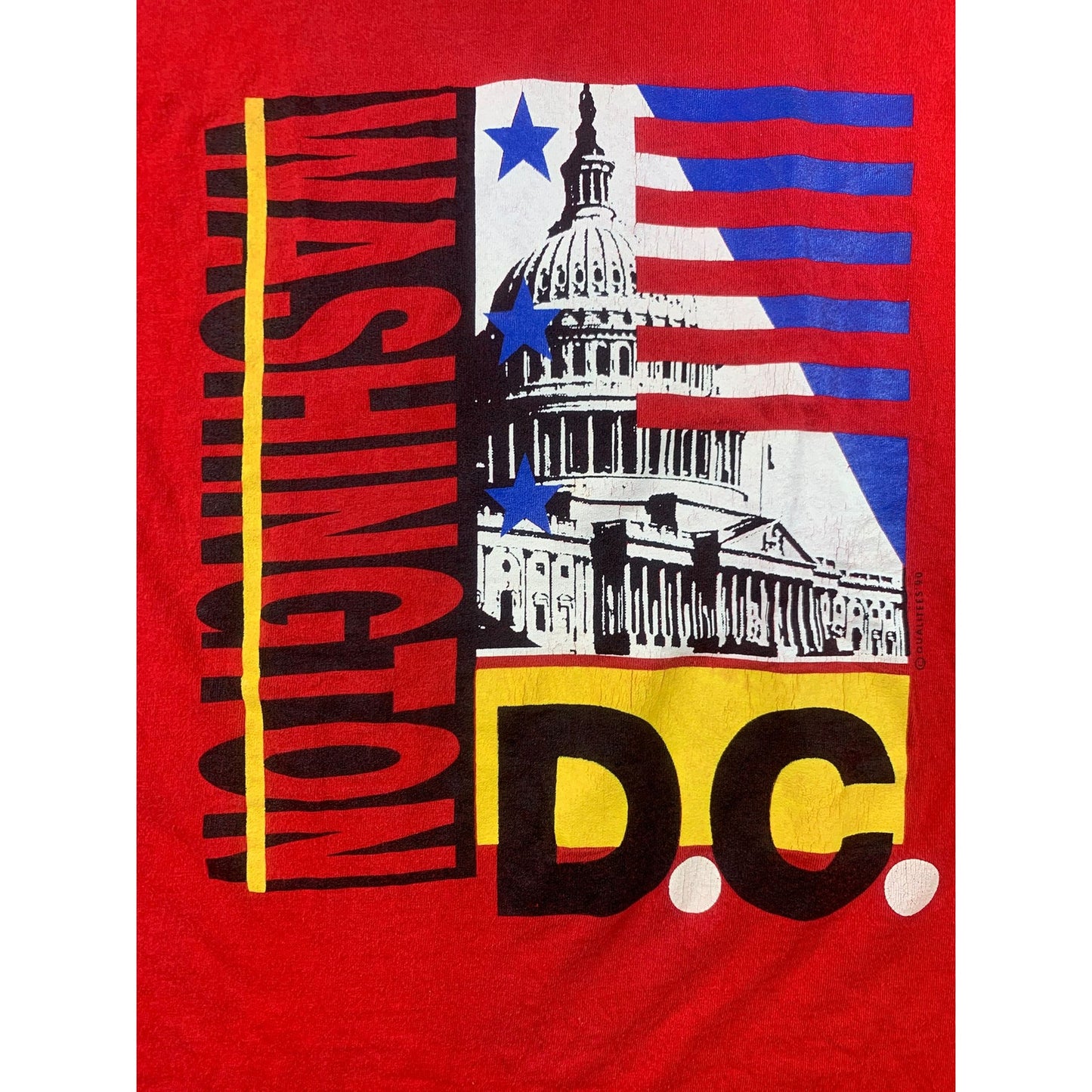 Vintage 90s Men's Large Washington DC Capitol Hill Single-Stitch Red Shirt