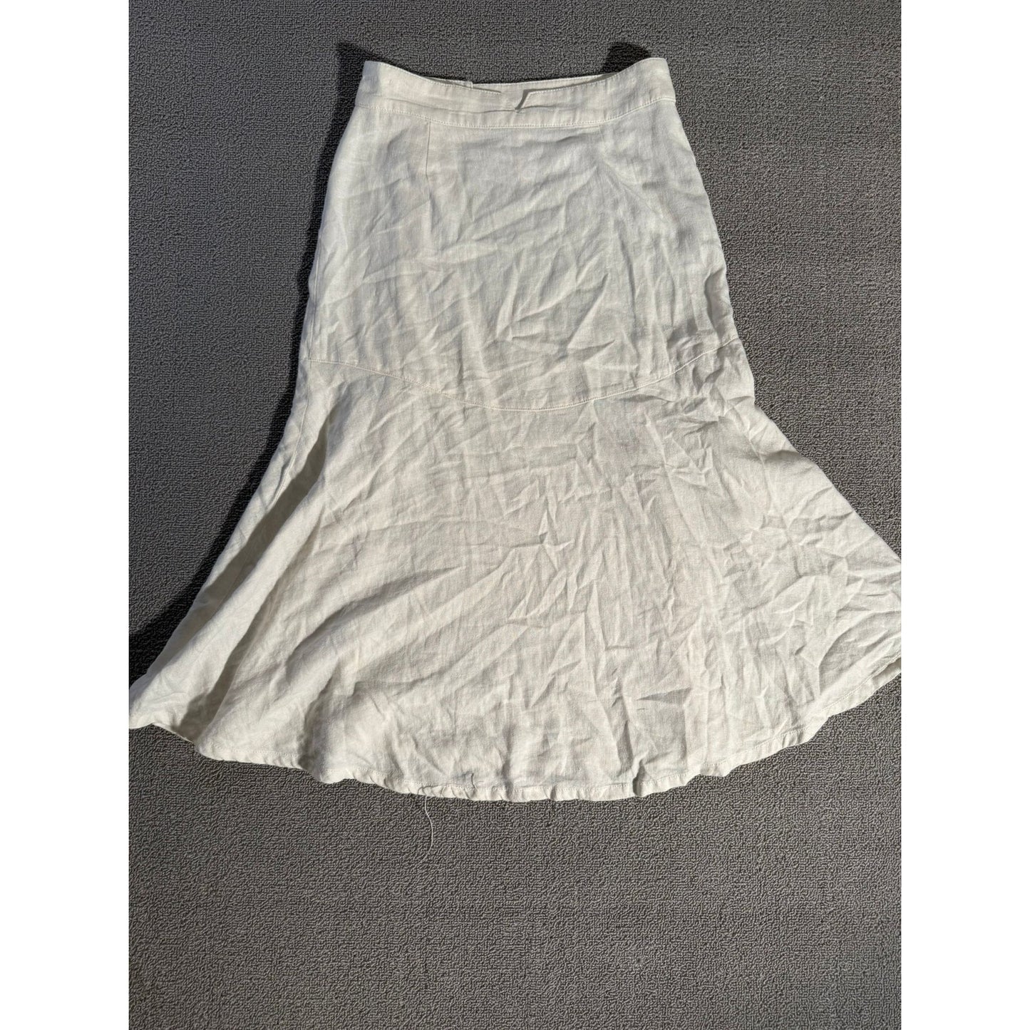 Free People linen button-front flounce skirt white 0 boho summer