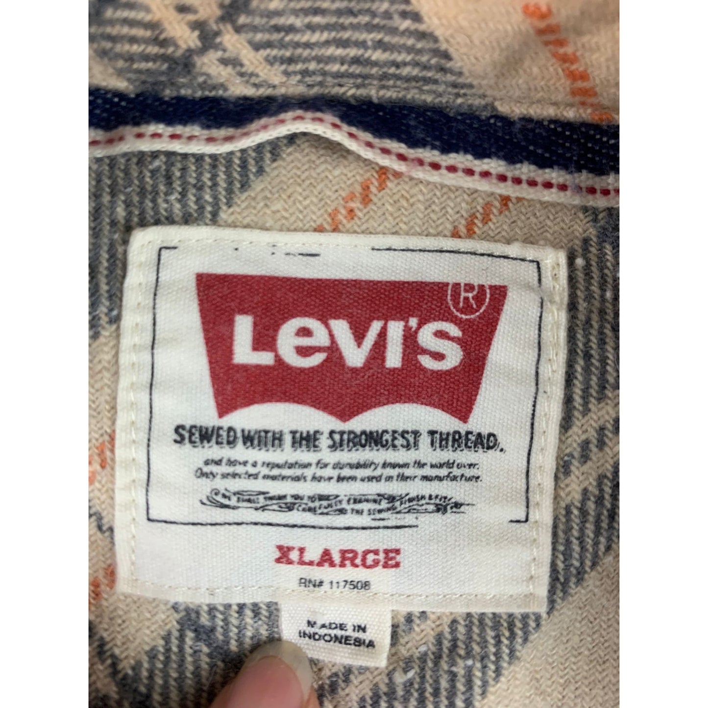 Levis Shirt Men's XL Beige Tan Plaid Flannel Wool Blend Button Up Shacket