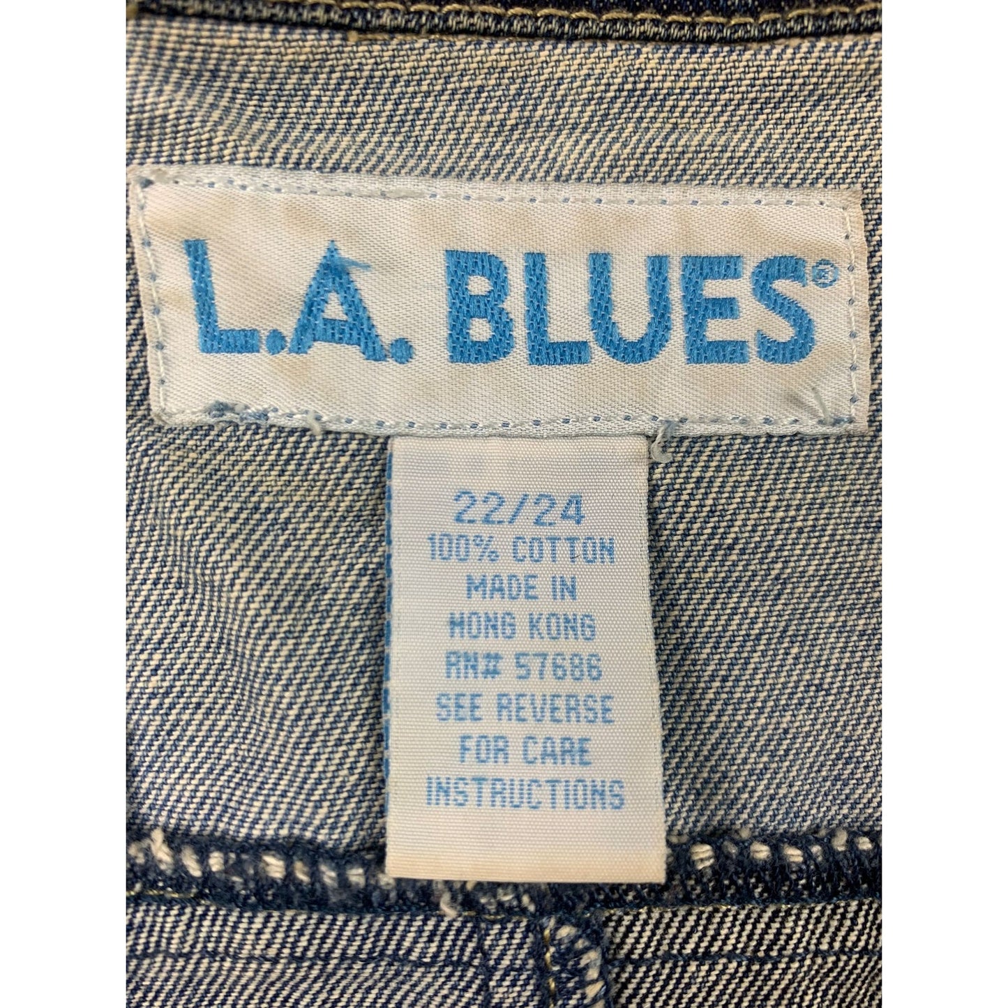 Vintage LA BLUES Women's 22/24 Dark Navy Blue Patchwork Denim Jacket