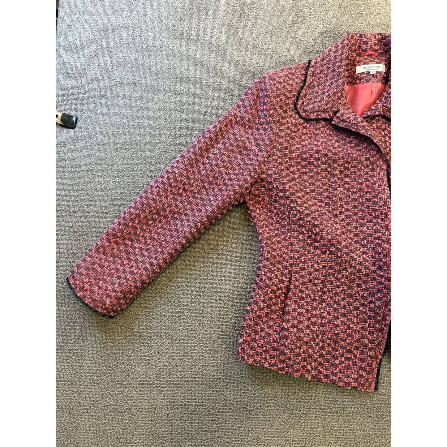 Emanuel Ungaro Size 14 Womens Pink Tweed Blazer Jacket