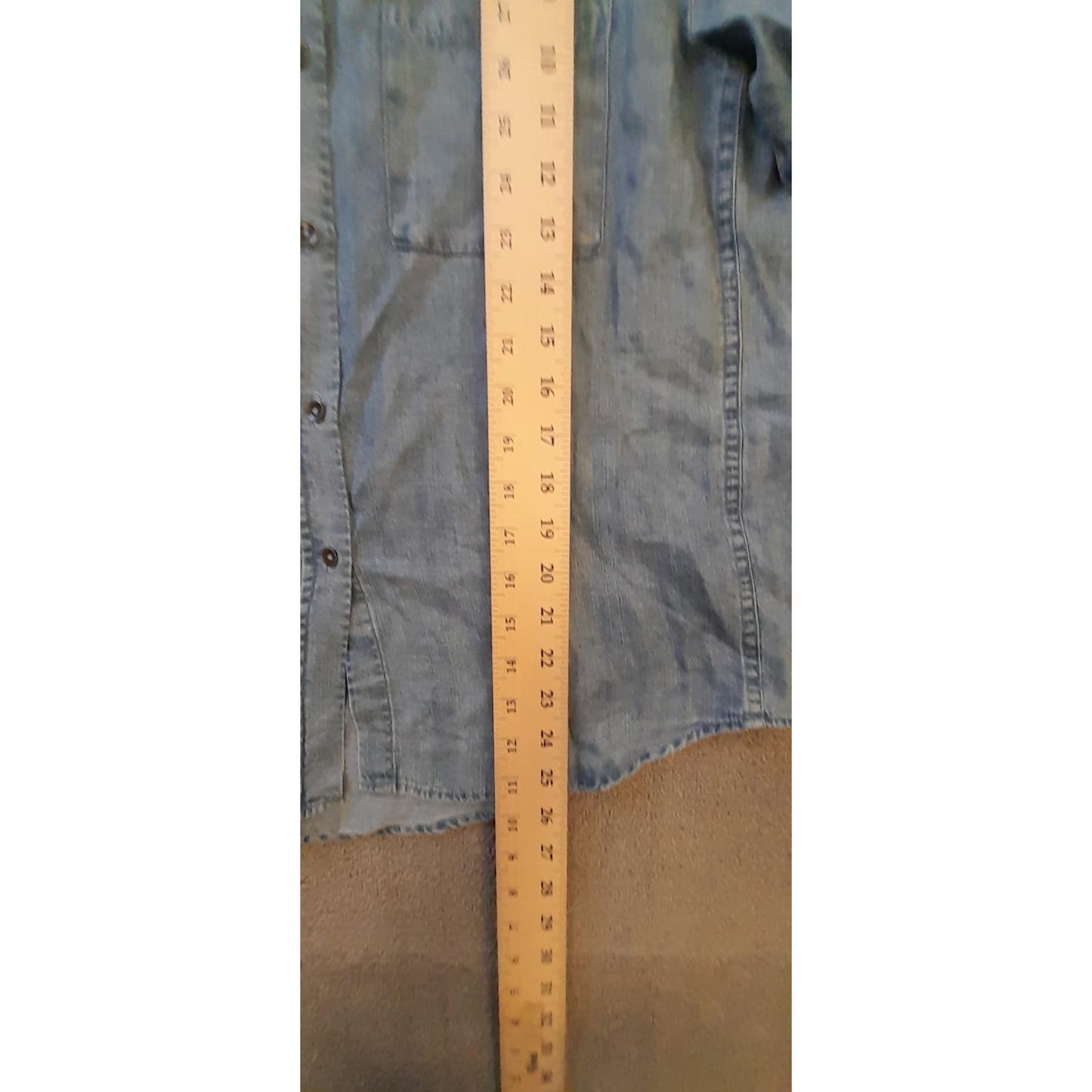 Splendid Collection Womens Small Denim Long Sleeve Polo Shirt