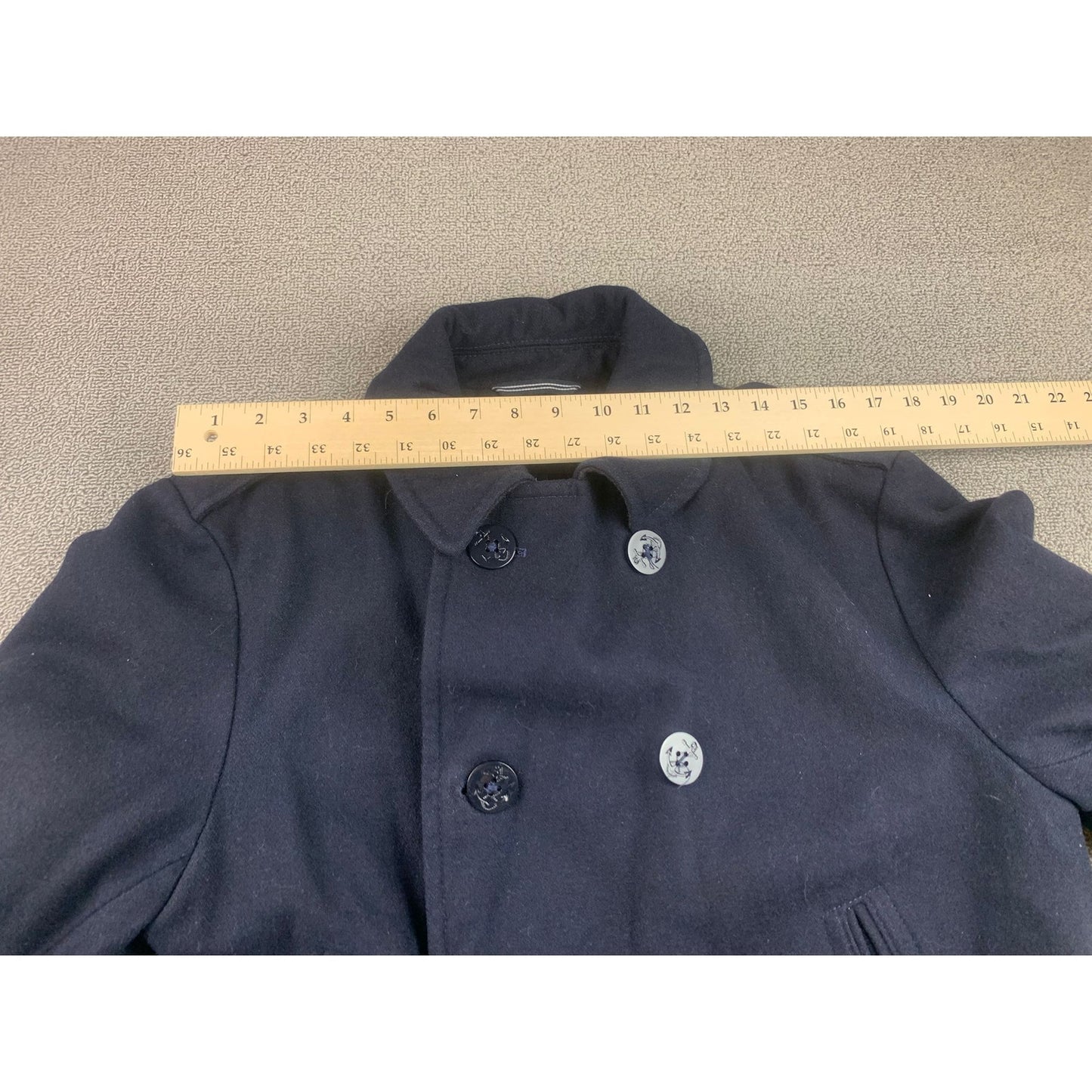 Nautica Black Wool Blend Peacoat Coat Jacket Mens Size Medium Quilted Lining