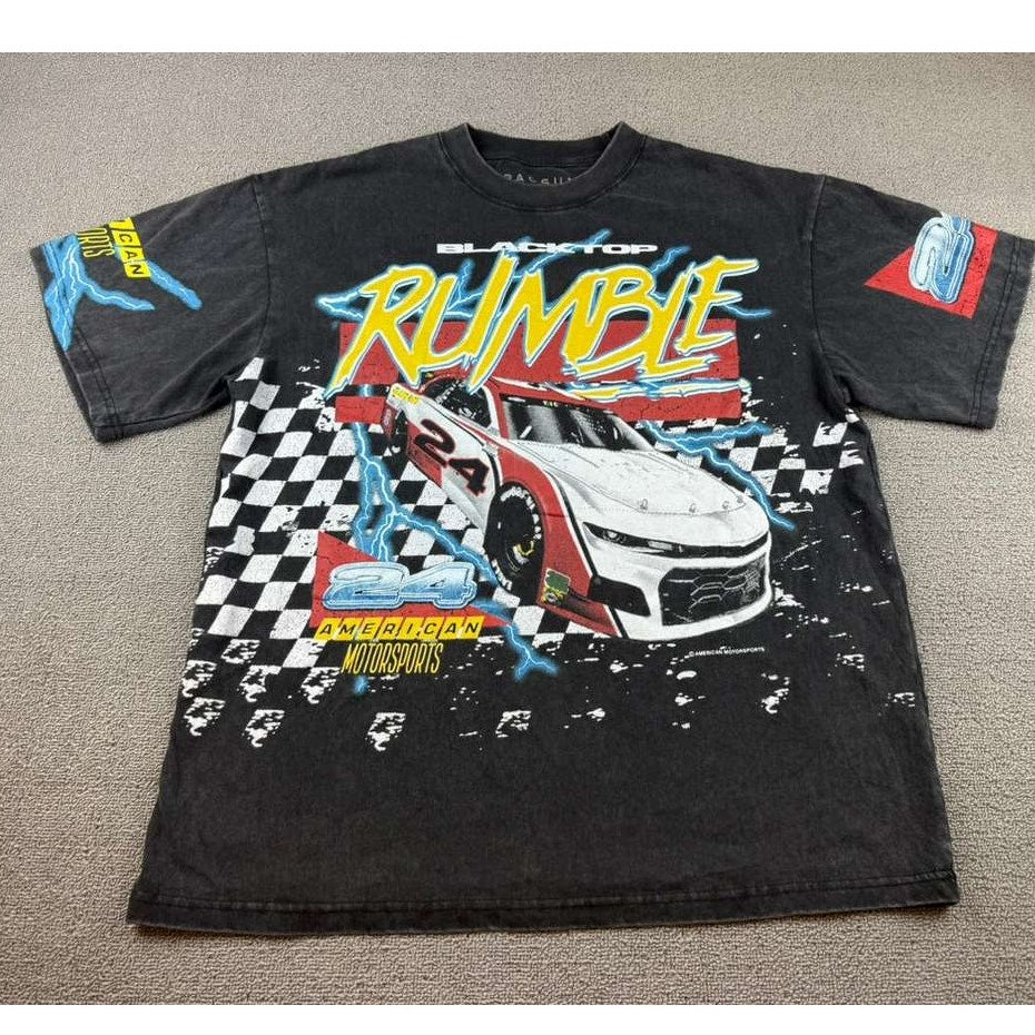 PacSun Blacktop Rumble AMERICAN MOTORSPORT NASCAR Graphic Black Large T Shirt