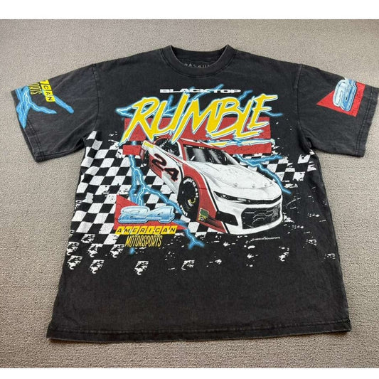PacSun Blacktop Rumble AMERICAN MOTORSPORT NASCAR Graphic Black Large T Shirt