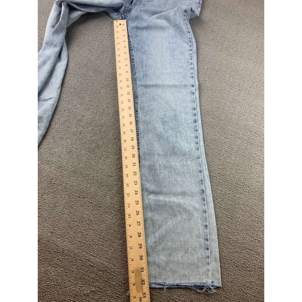 Emory Park Pants Women Size Medium Blue Jean 100% Cotton Split Hem