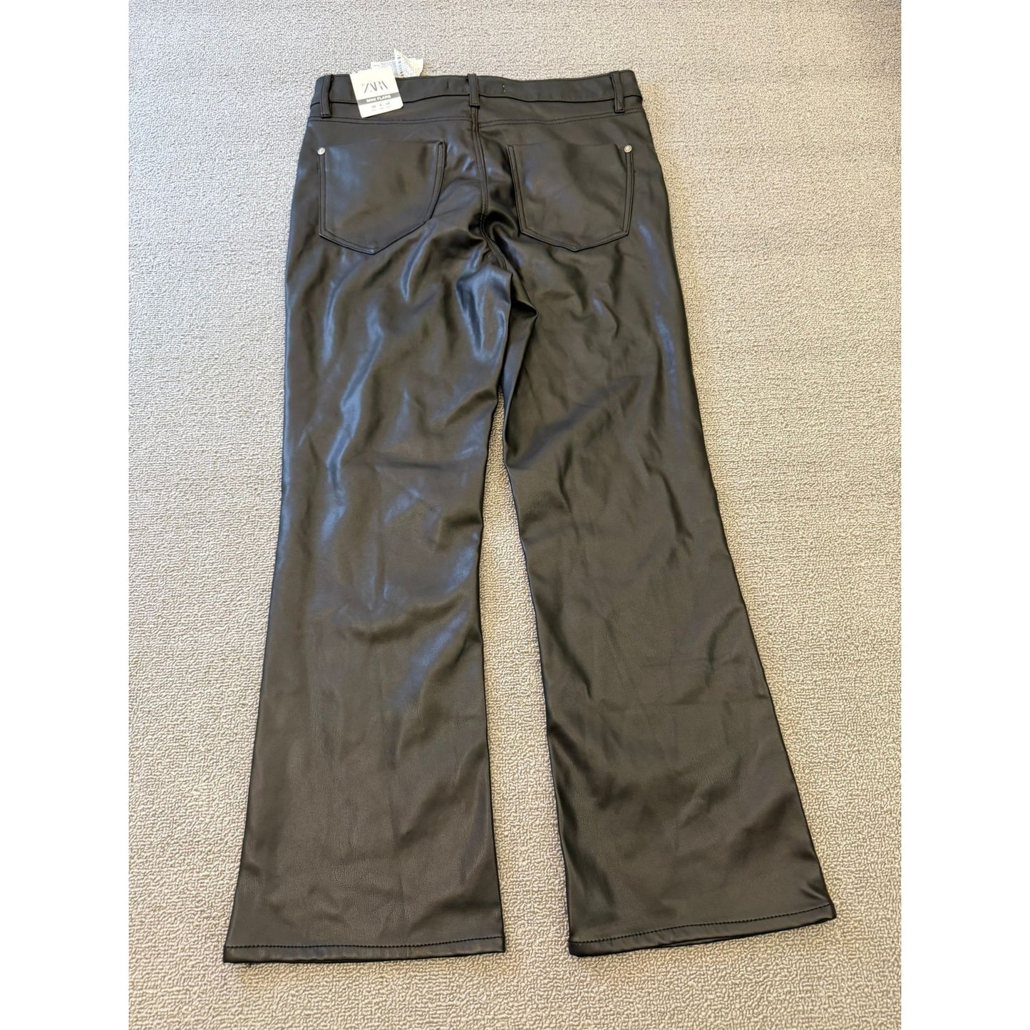ZARA Women's Size 6 Black Faux Leather Mini Flare Pants