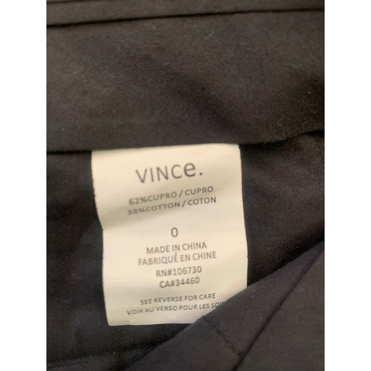 Vince Women's 0 Black Cropped Pants Ankle Trousers