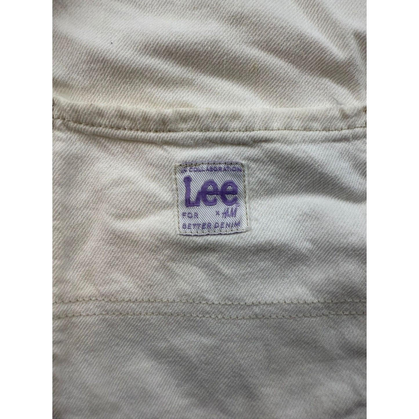 Lee x H&M Men’s Ecru Denim Chore Shirt Jacket Size M Workwear Overshirt Pockets